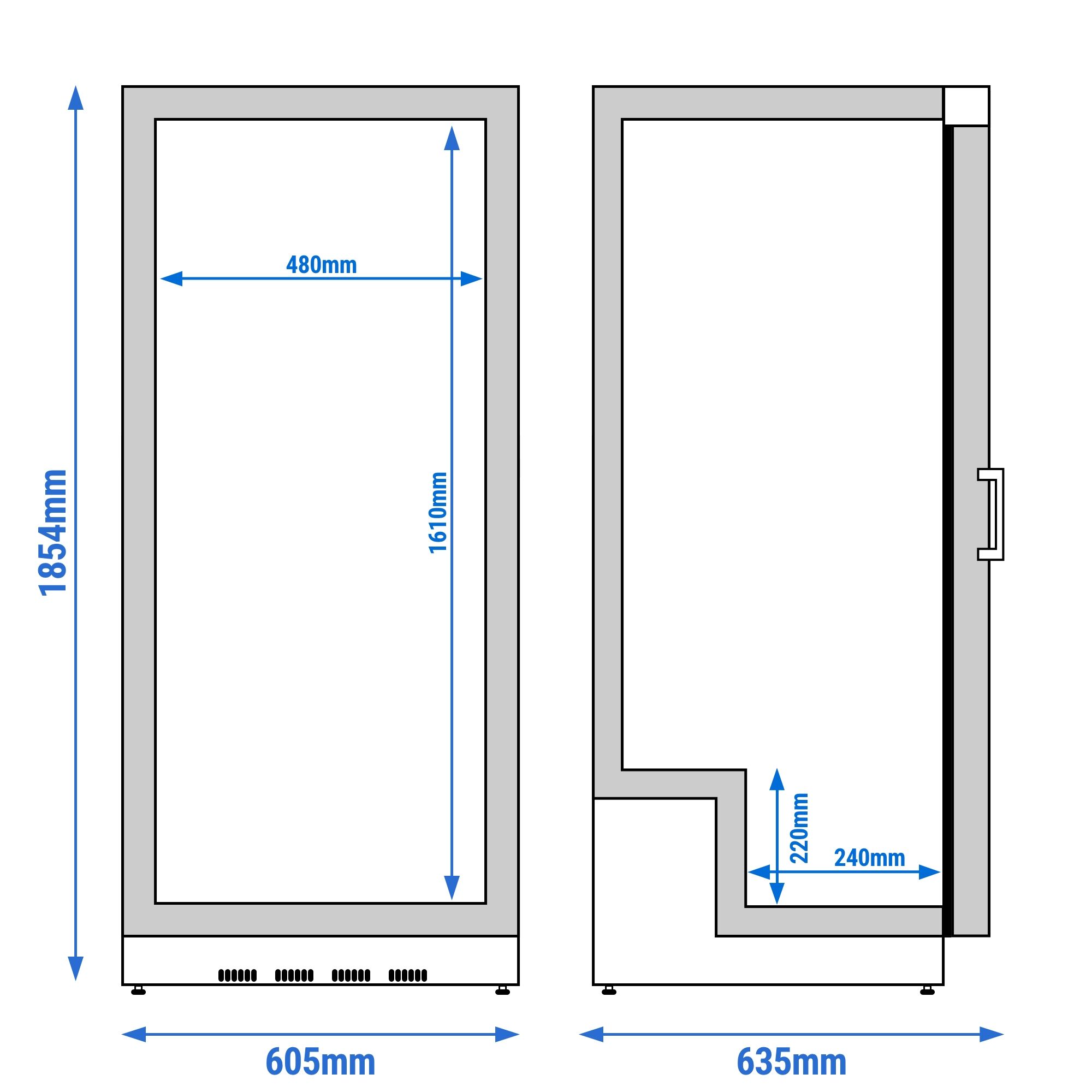 Congélateur de stockage inox PREMIUM – 400 litres – avec 1 porte – intérieur de la porte en plastique