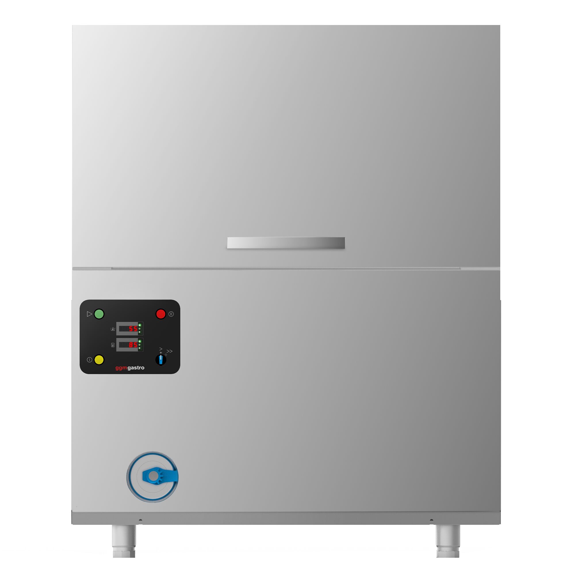 Lave-vaisselle à convoyeur - Commande électronique (affichage numérique) - 11,25kW - panier 500x500mm - avec pompes doseuses intégrées pour détergent et produit de rinçage