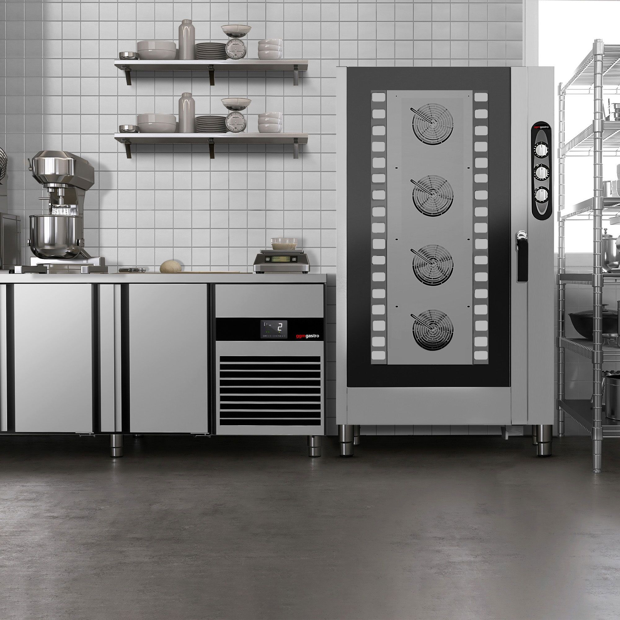 Electric Commercial Combi Oven - Manual Controls - 20x GN 1/1 - incl. Trolley
