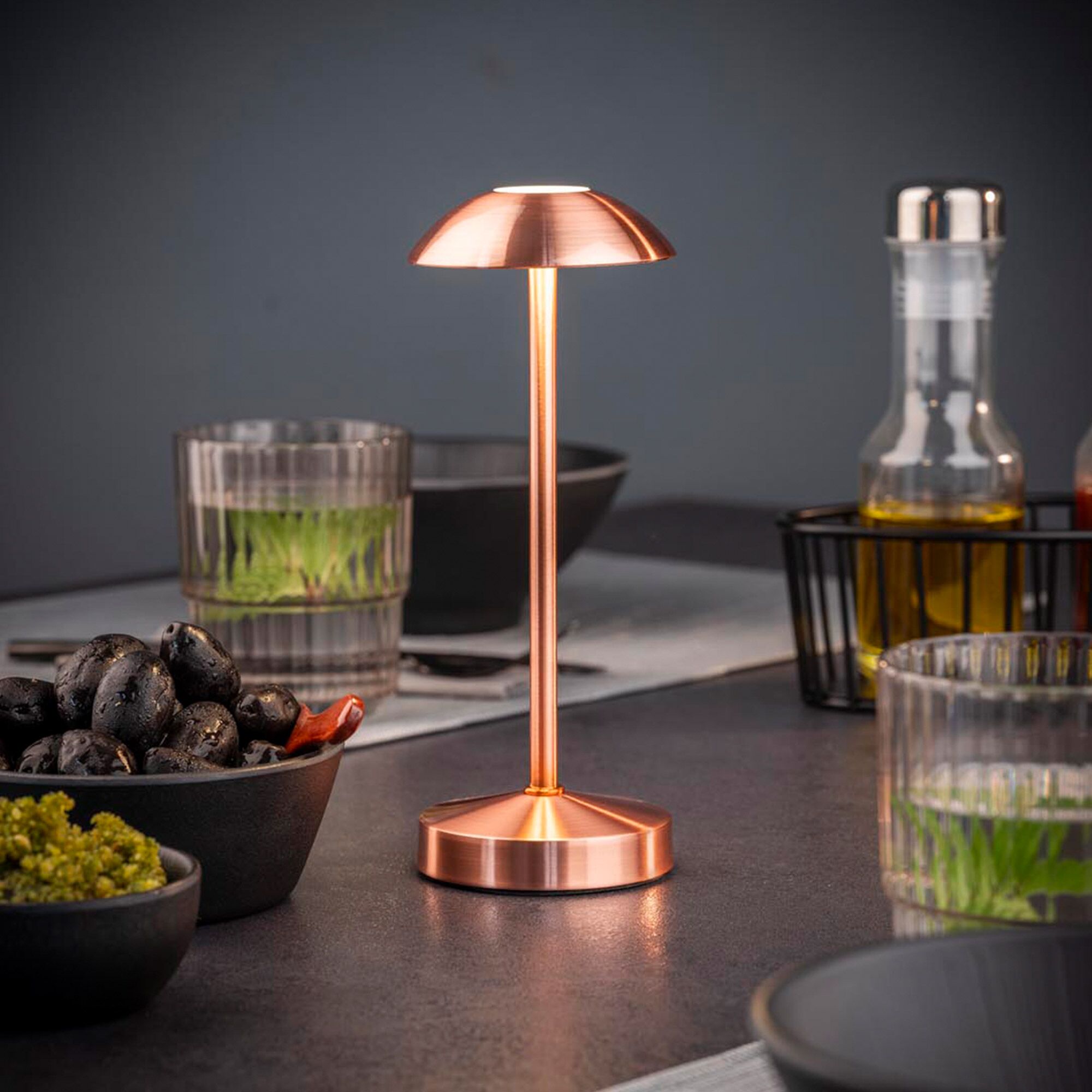 (4 pièces) Lampe de table – ALVA – dimmable en 3 niveaux – Ø 80 mm – Cuivre