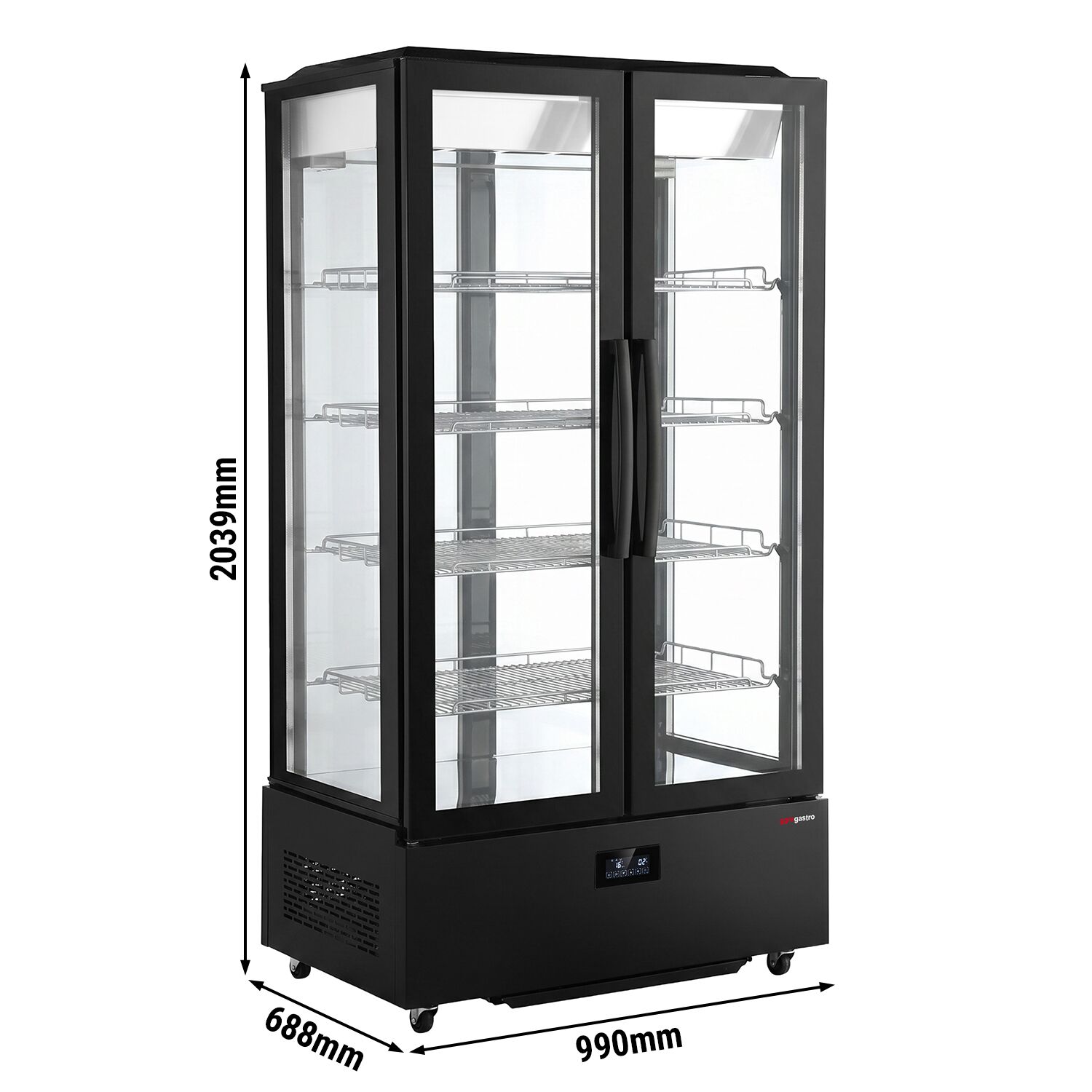 Panoramavitrine - 750 Liter - mit 4 Ablagen - LED Beleuchtung