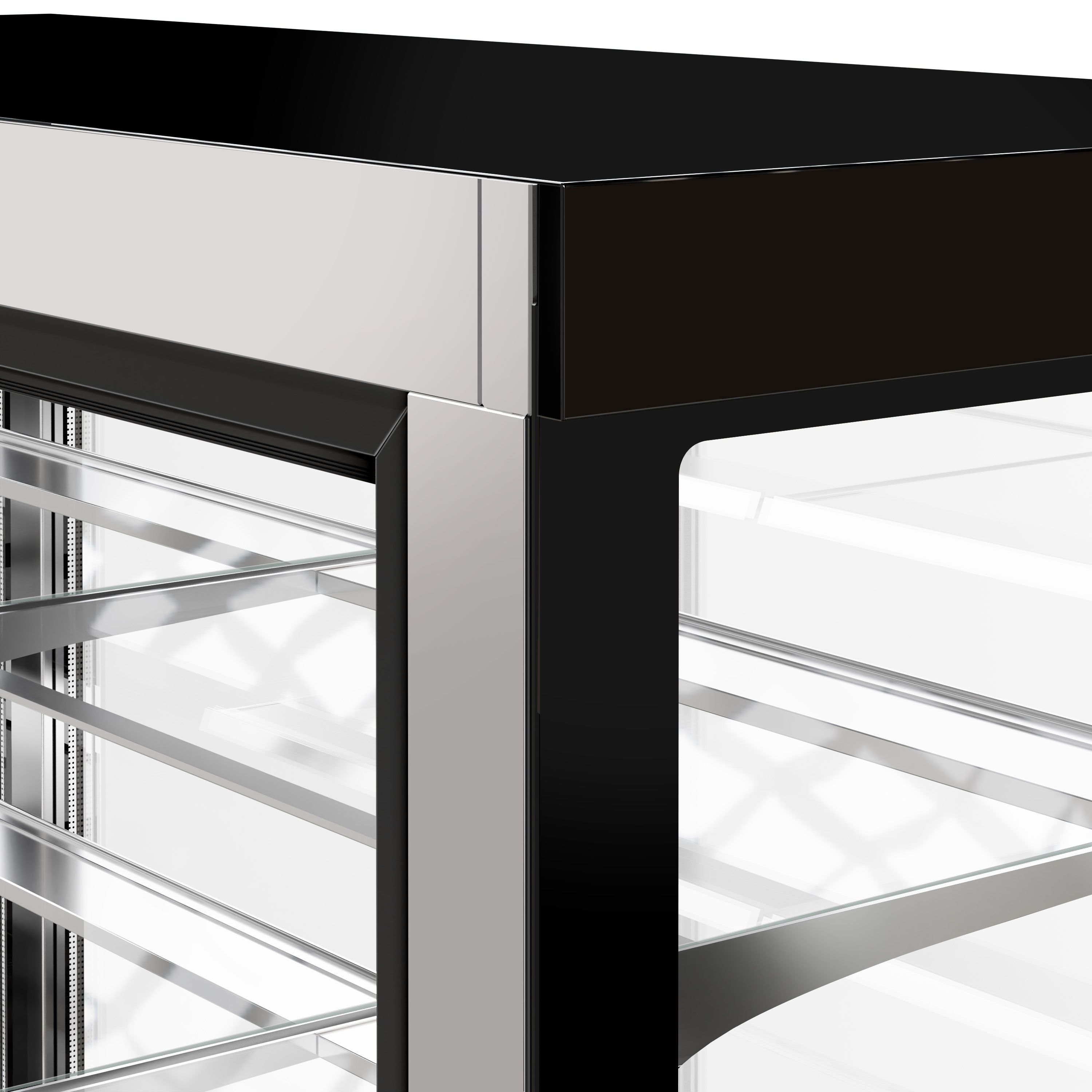 Kühl- & Kuchenvitrine - 1200mm - Doppelverglasung - mit 3 Ablagen & Spiegelfront - Schwarz