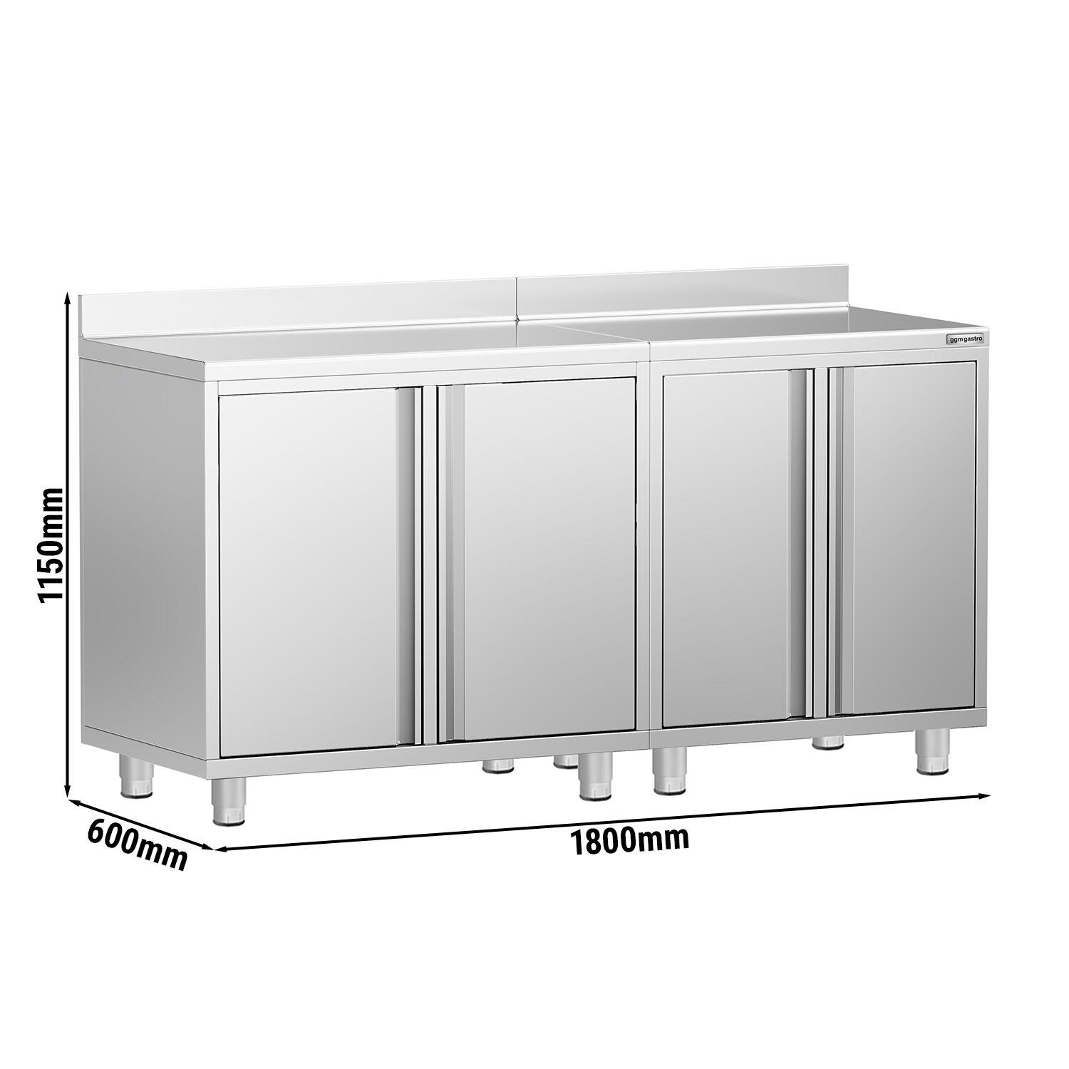 Armoire de travail pour machine à café filtre - 1800x600mm - avec dosseret - 4 portes battantes