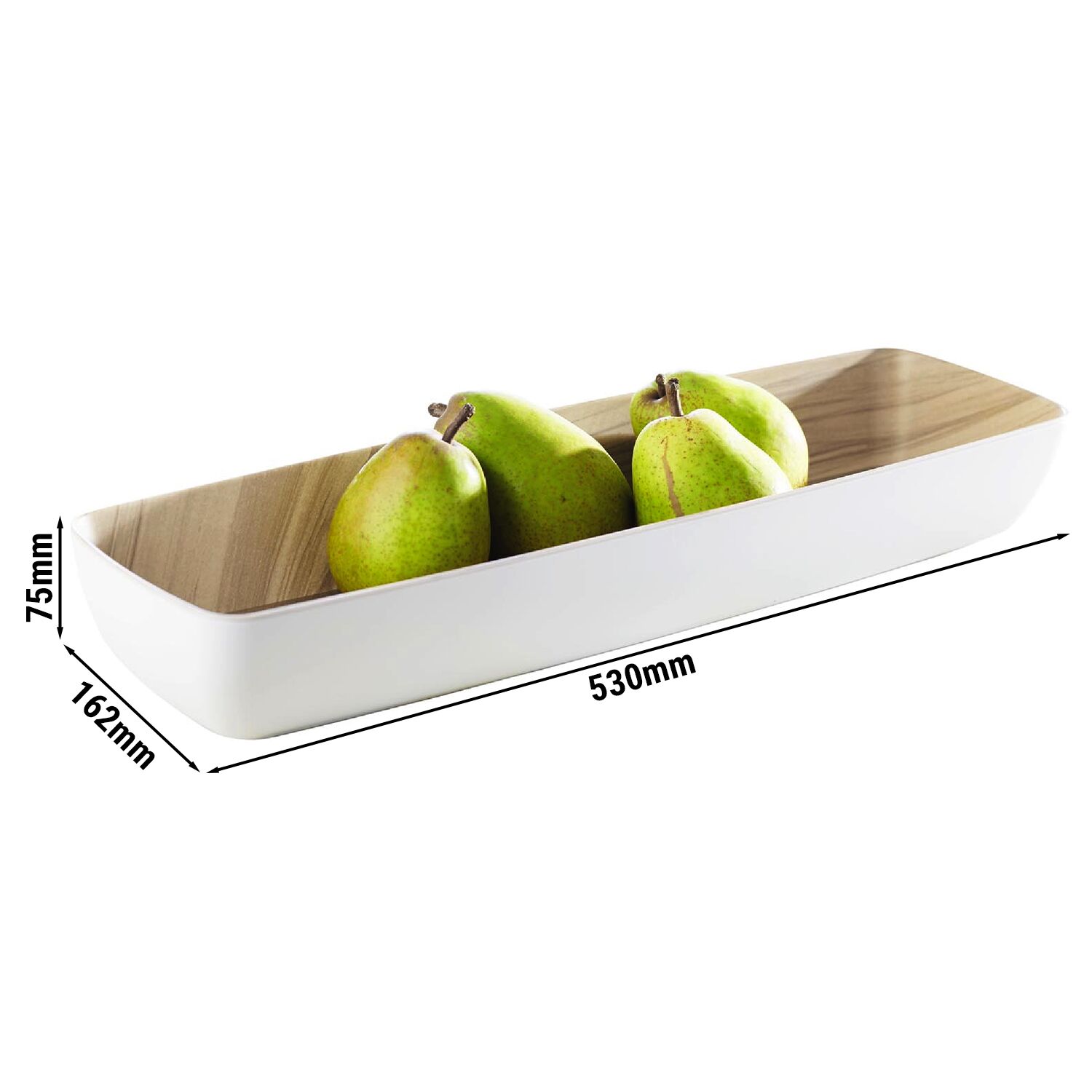 (6 pcs) Bac GN 2/4 - FRIDA - Acrylique - 3,65L - rectangulaire - 530x162mm - Profondeur : 75mm - Blanc/Beige