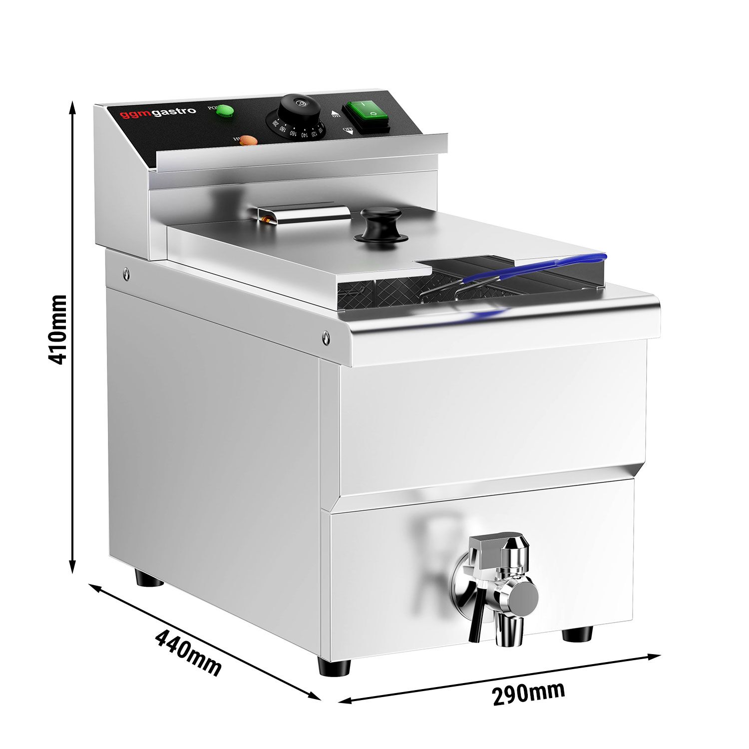 Friteuse électrique – 8 litres – 3,25 kW – avec robinet de vidange