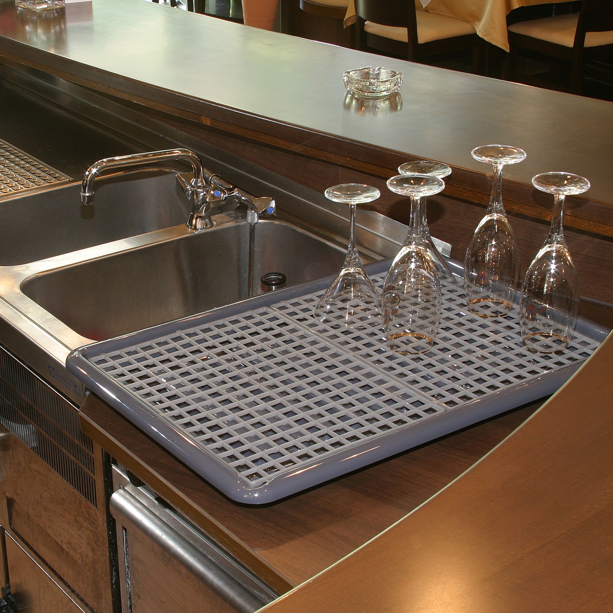 FUCHS | DELFIN® Bac d'égouttage pour verres avec 2 tapis d'égouttage