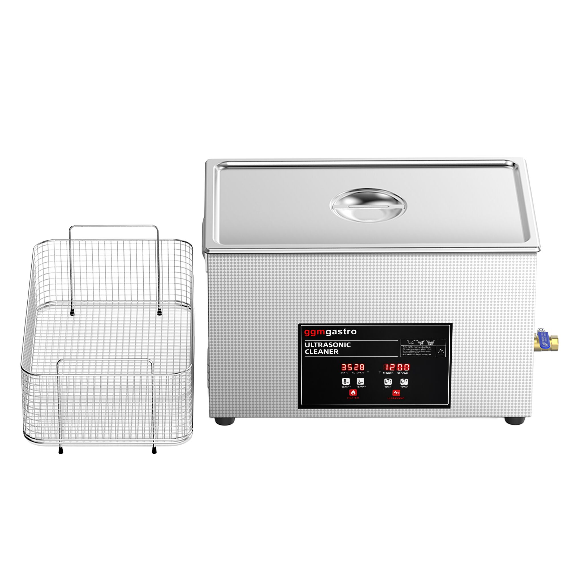 Nettoyeur à Ultrasons - 30 Litres - 600 Watt Puissance Ultrasonique - avec Robinet de Vidange