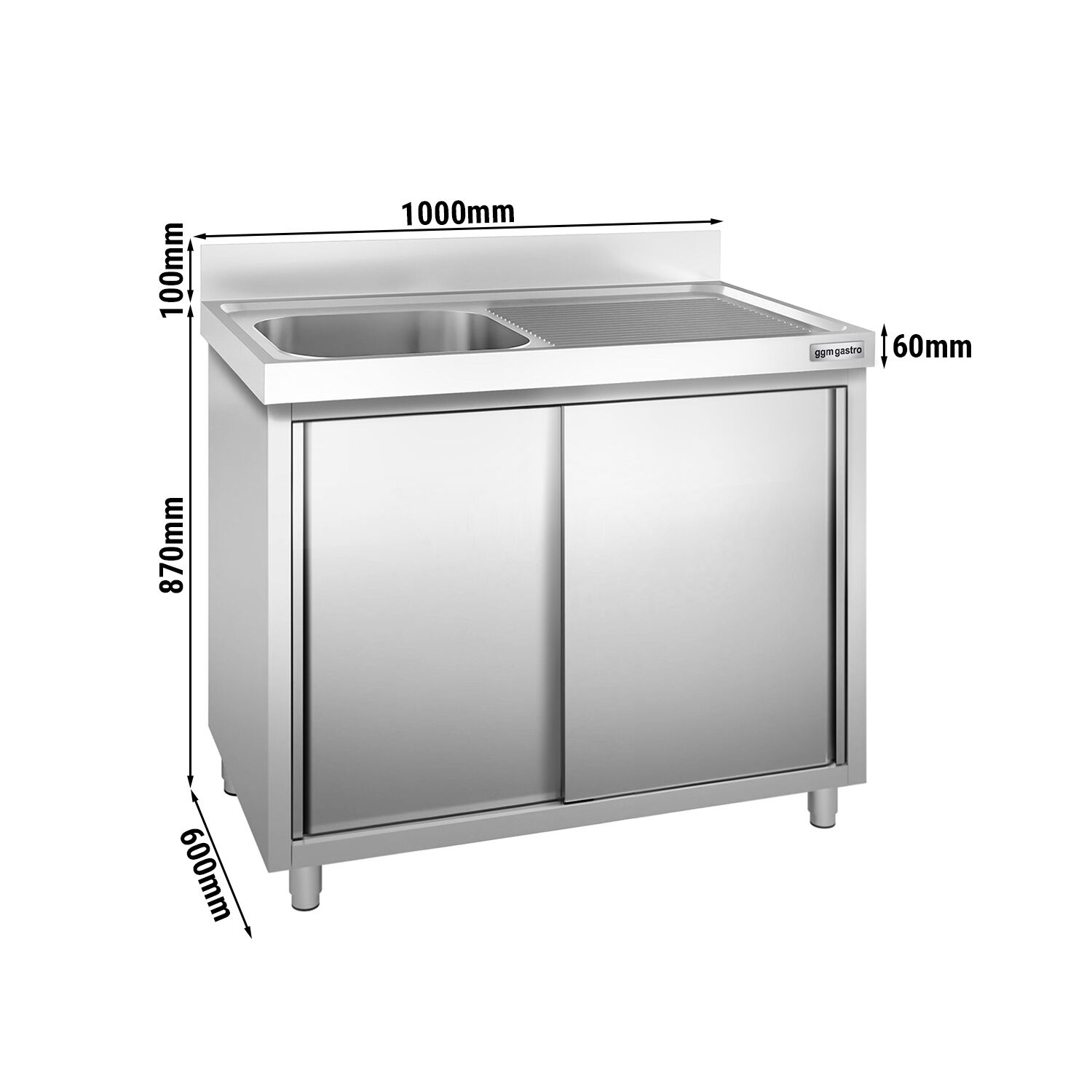 Plonge PREMIUM - 1000x600mm - avec 1 bac à gauche