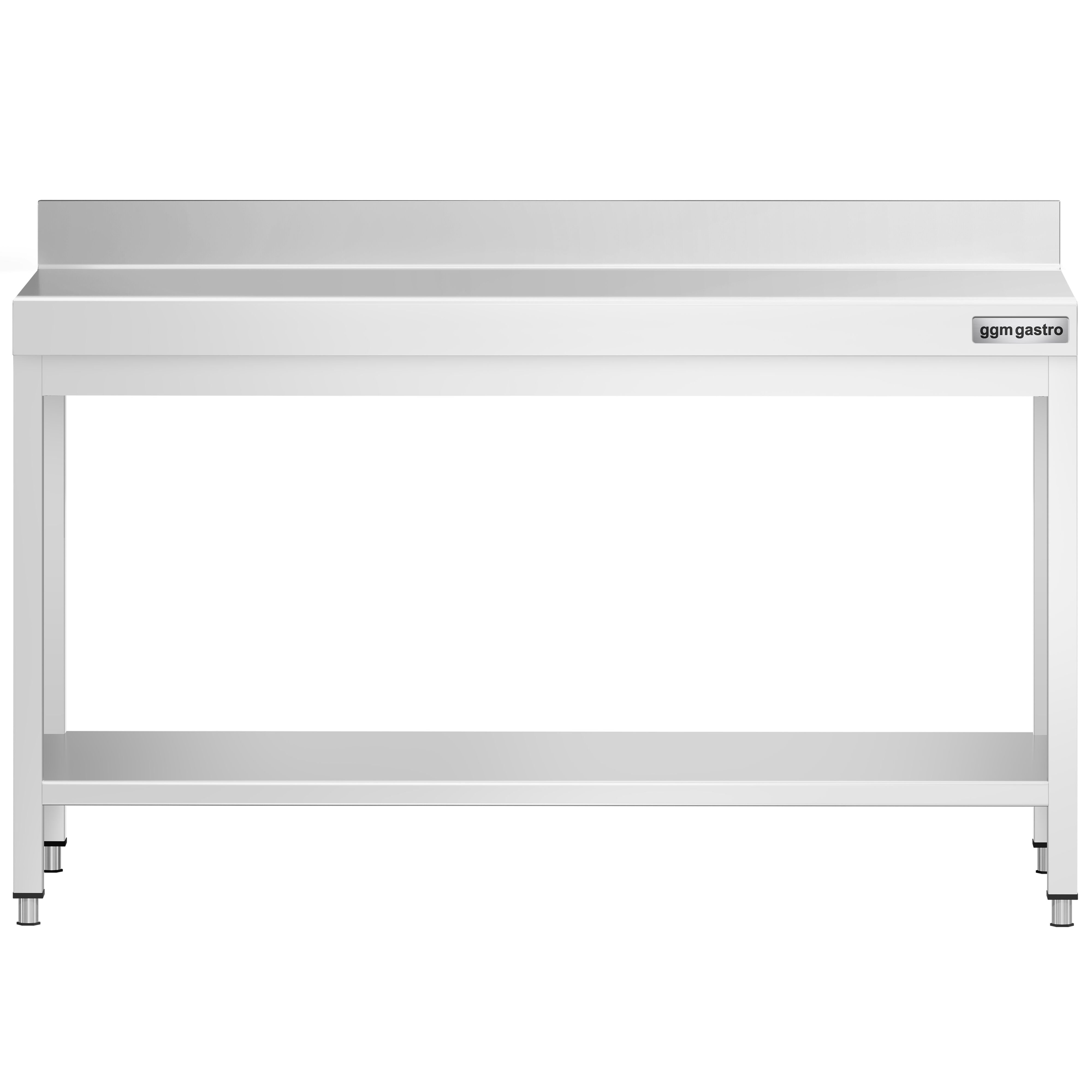 Table de travail inox PREMIUM - 1600 x 700 mm - avec tablette inférieure & Dosseret