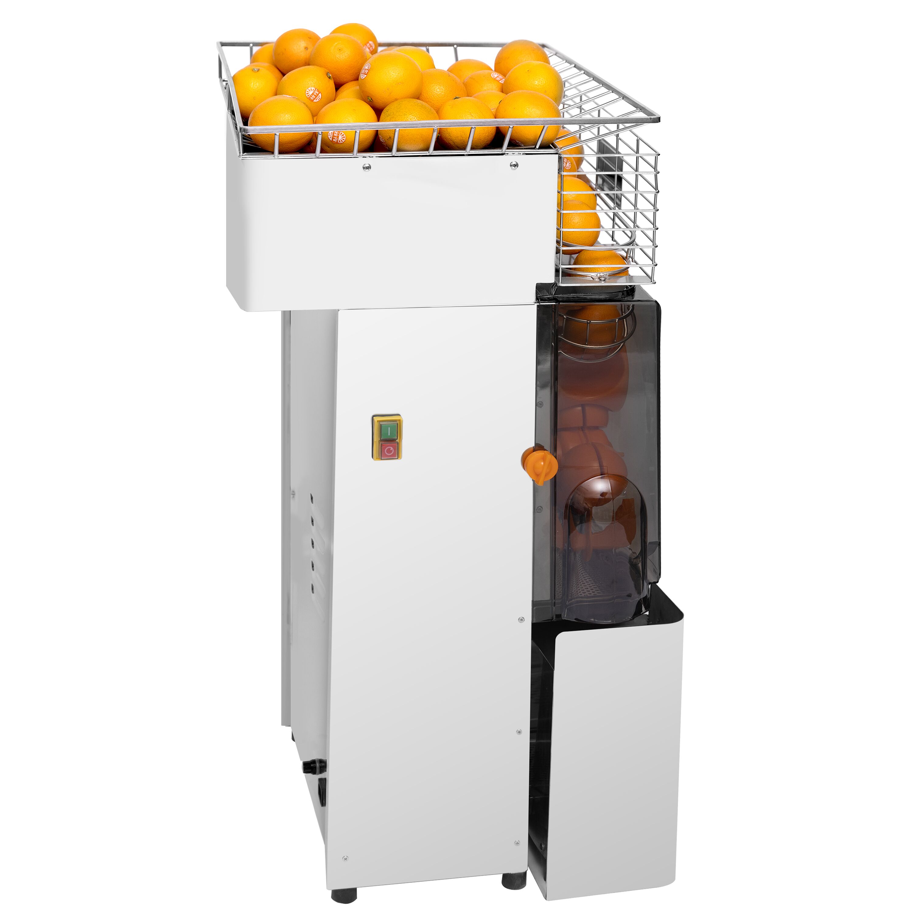 Presse-agrumes électrique – avec alimentation automatique en fruits et robinet de vidange – Argenté         