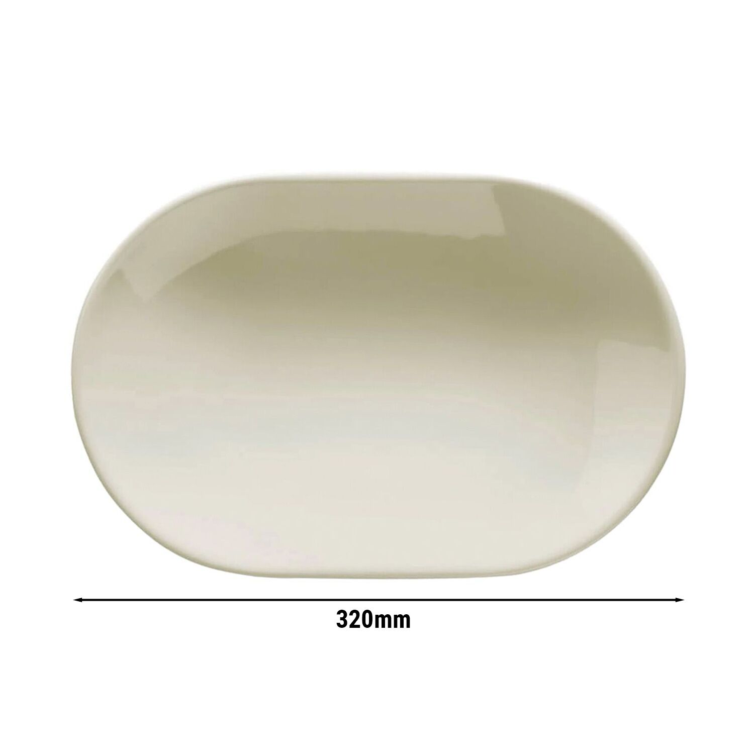 (12 pièces) TEOS - Plat / Assiette à Döner - Ovale - Longueur : 320 mm - Crème
