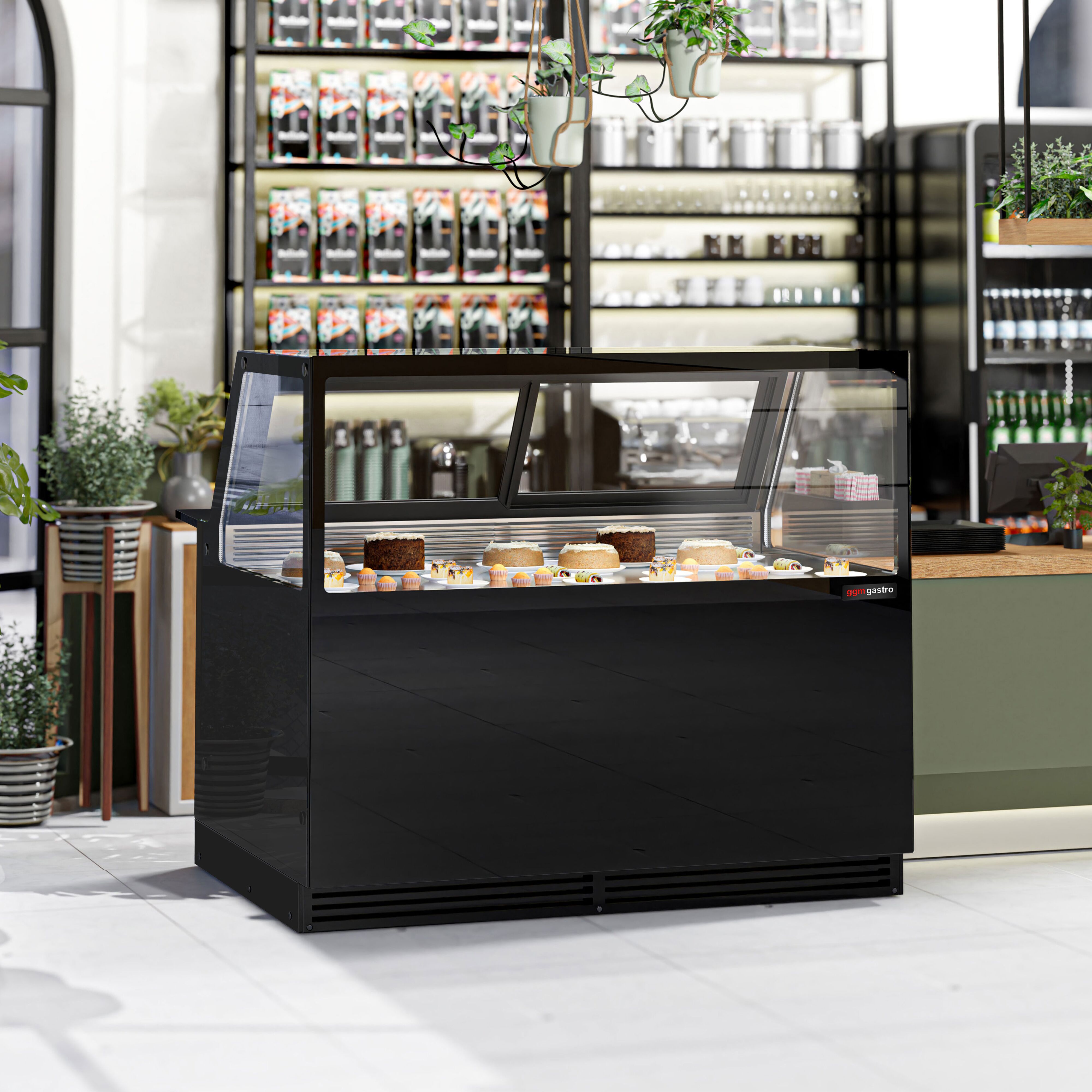Comptoir vitrine réfrigérée - 1500x1048mm - +2/+8°C - Double vitrage - Éclairage LED - Façade noire