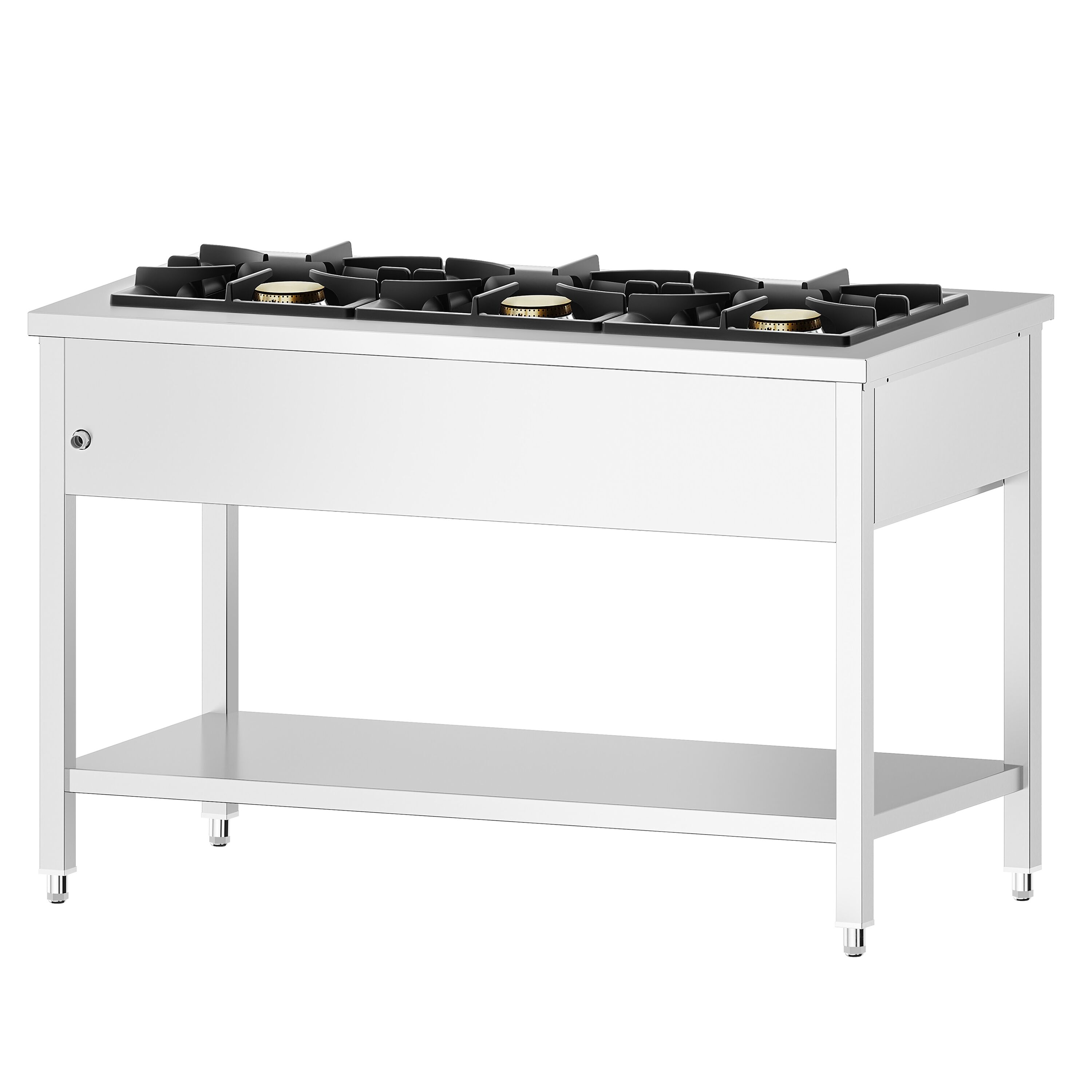 Fourneau à gaz – 25,5 kW – 3 brûleurs – ouvert avec socle de base & tiroir de récupération