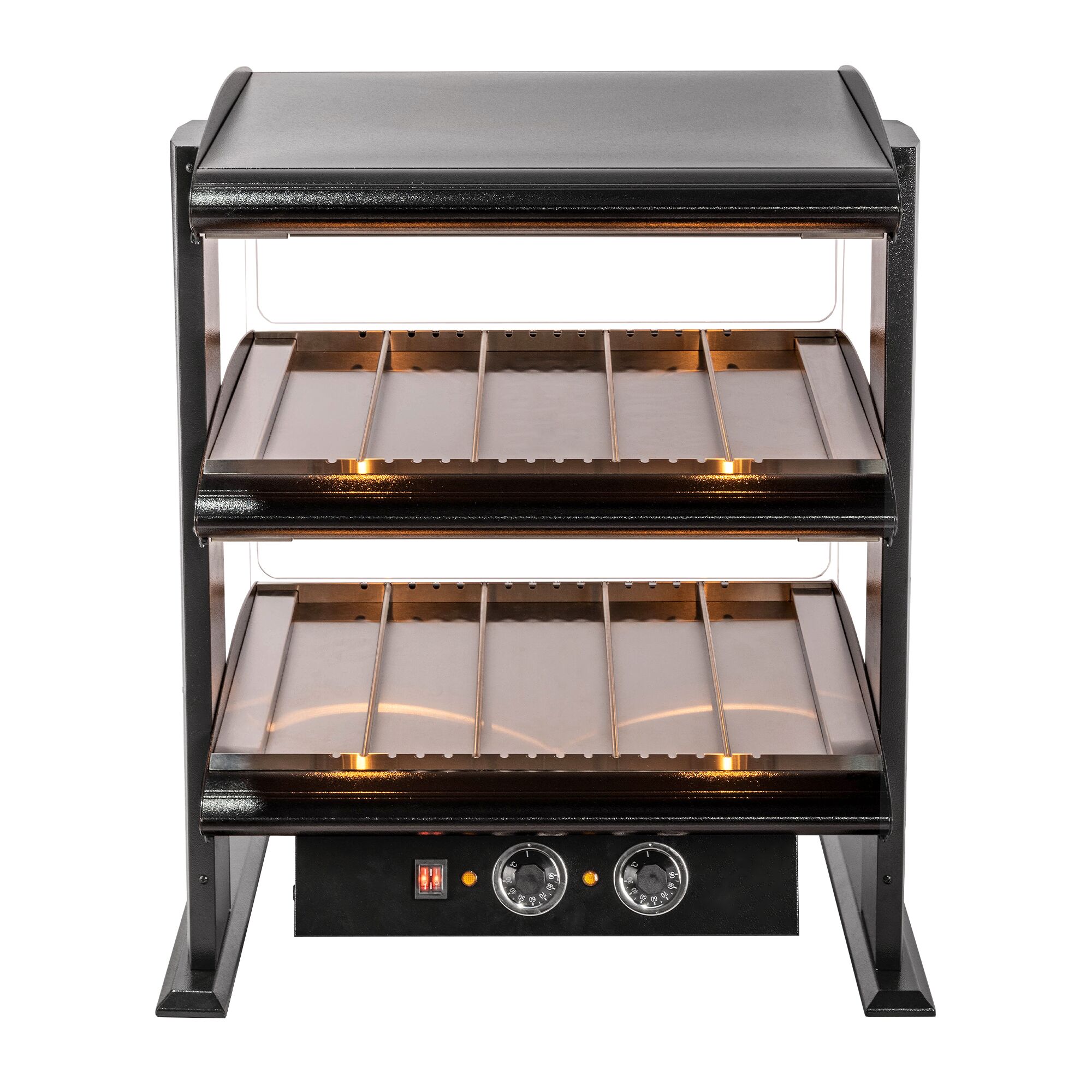 Vitrine chauffante – 710 mm – 1,02 kW – avec 2 étagères – réglable séparément