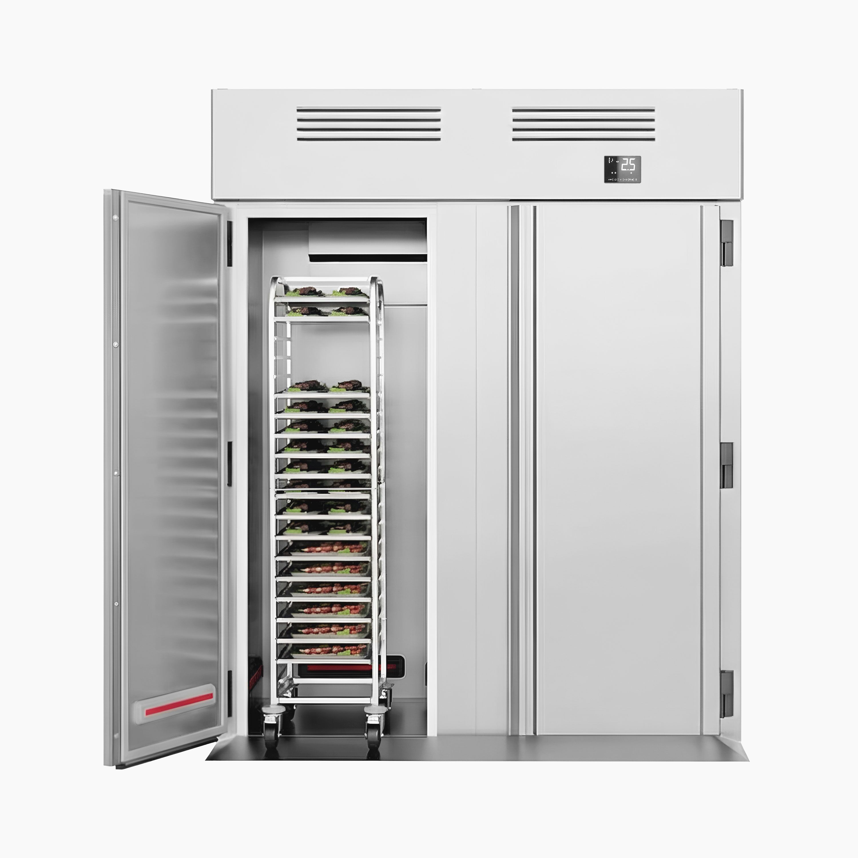 Kylskåp PREMIUM - GN 2/1 - 2700 liter - ned till +8 °C - med 2 dörrar - Umluftkylning, LED-belysning, Automatisk avfrostning, R290, HACCP-styrning