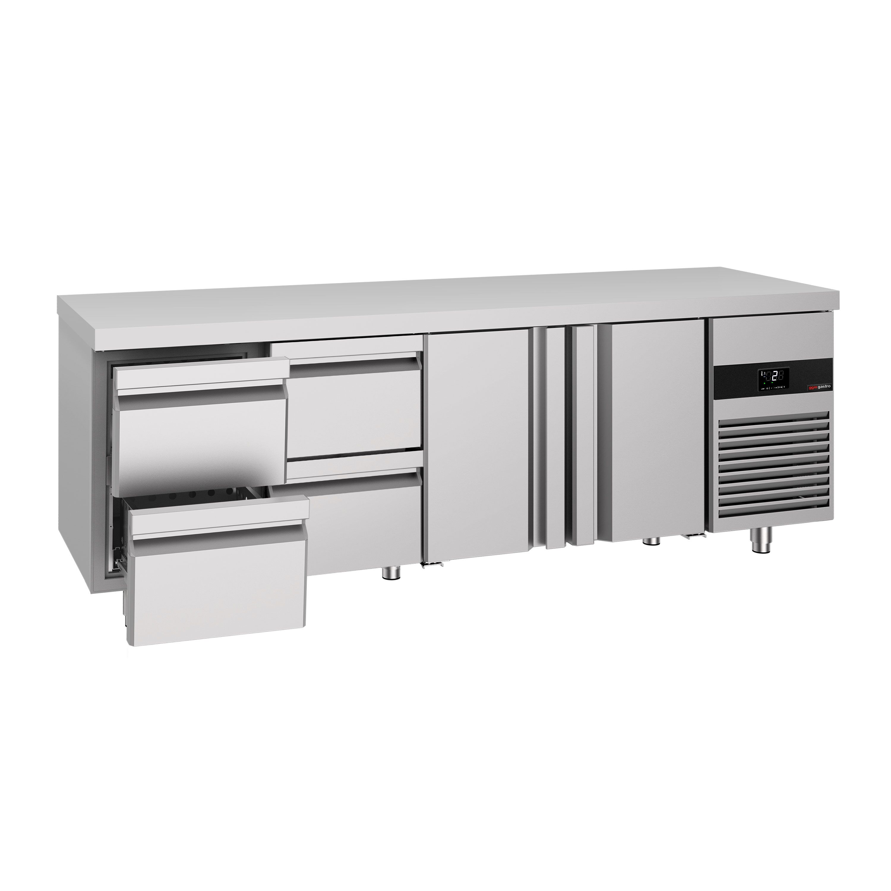 Table réfrigérée PREMIUM - 2330x700 mm - avec 2 portes - 4 tiroirs