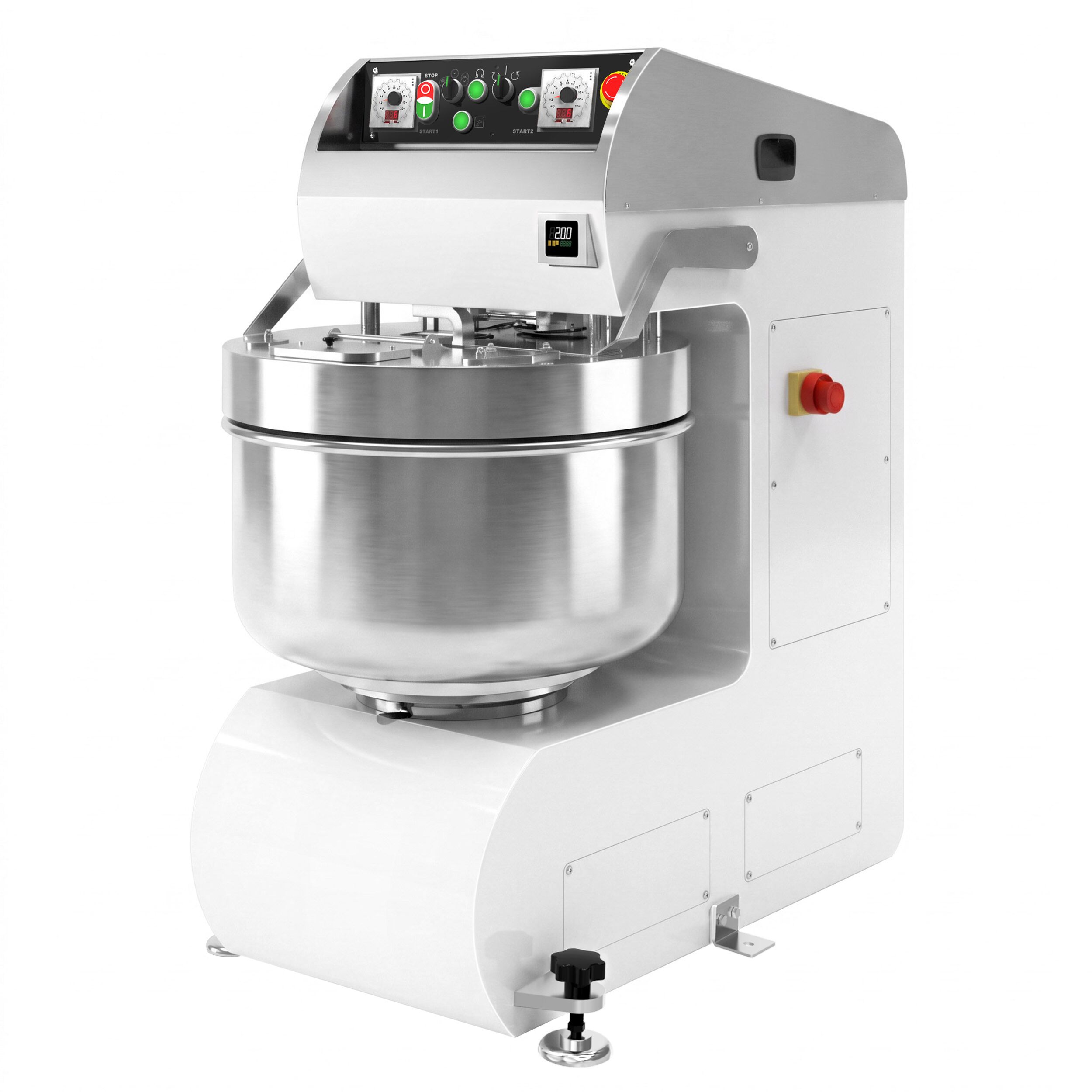 Spiraalkneder PREMIUM PLUS - 157l / 100kg - 2 snelheden - met vaste kom - 2 motoren - timerfunctie - 400V - speciaal voor brooddeeg