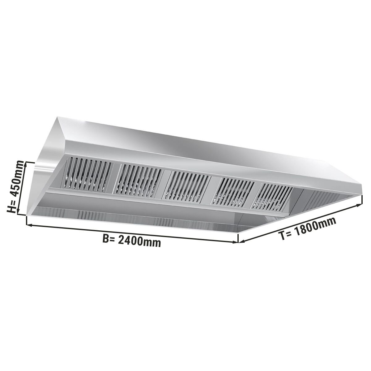 Hotte de plafond - 2400 mm - avec filtre & lampe