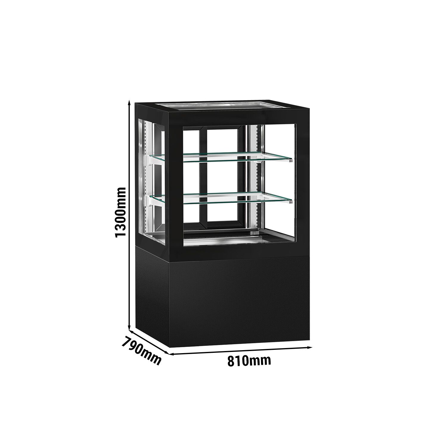 Vitrine de comptoir réfrigérée - 370L - 810mm - Double vitrage - portes coulissantes vitrées arrière - Noir
