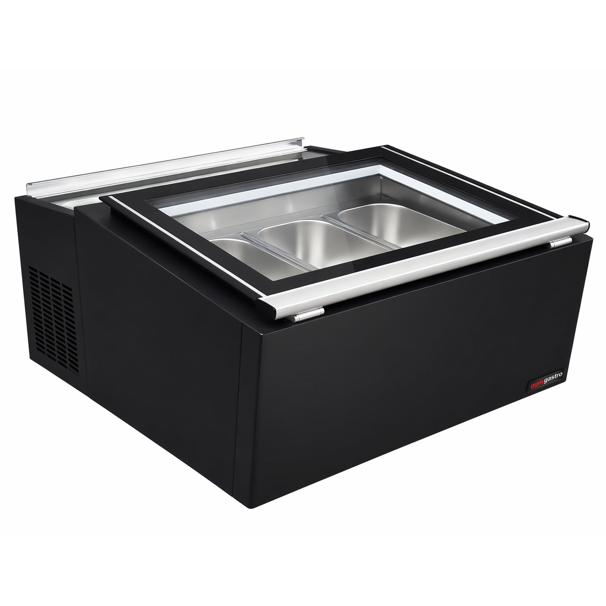 Vitrine réfrigérée à poser Eisvitrine - 54L - 690mm - portes coulissantes vitrées avant - pour glaces - Pour FR - Noir