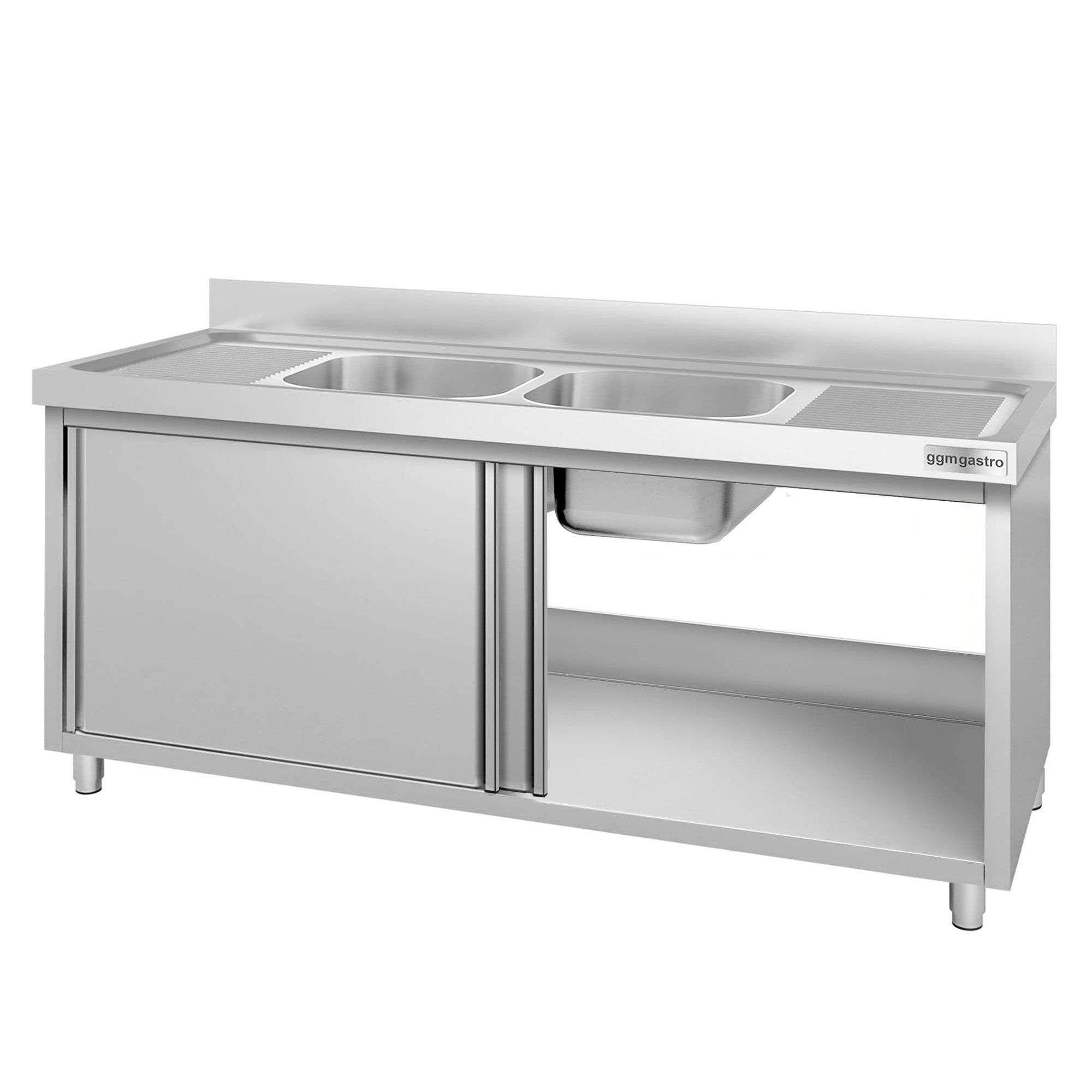 Meuble évier ECO - 1800 x 700 mm - avec 2 bacs au centre