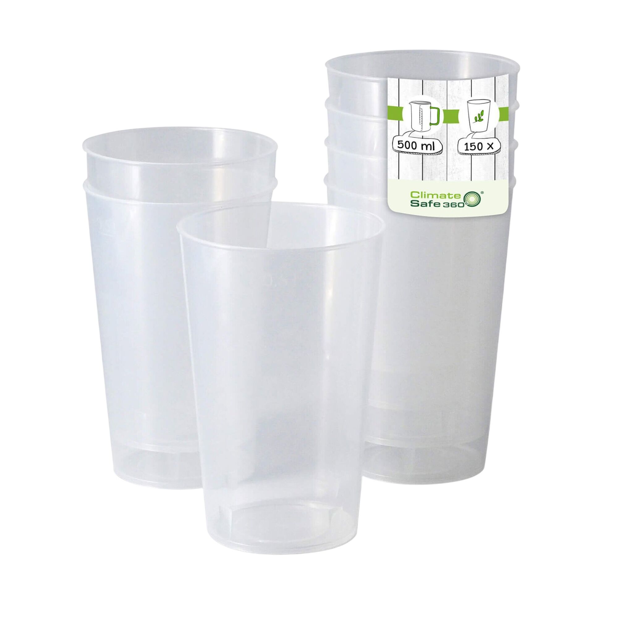 (150 pcs) Gobelet réutilisable givré - 500ml - Ø 90mm - Transparent