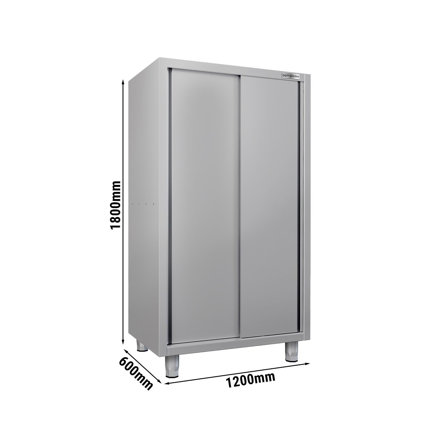 Armoire haute en inox ECO - 1200x600mm - 2 portes coulissantes - Hauteur: 1800mm