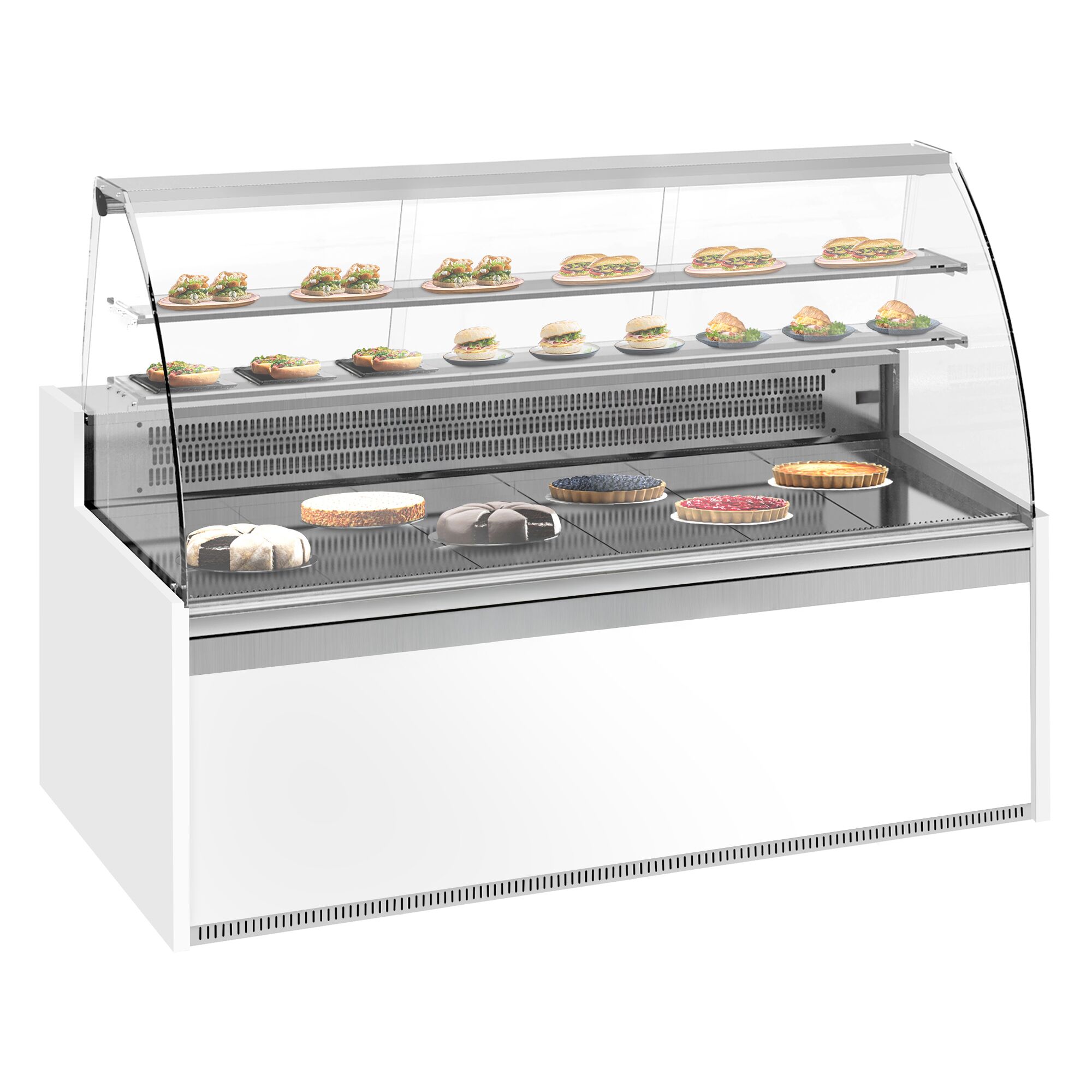 Comptoir vitrine réfrigérée - 1935x985mm - +4/+8°C - 327L - 3 portes - Éclairage LED