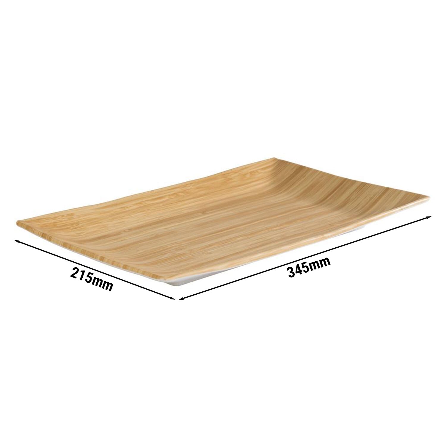 (6 pcs) Plateau fast food - BAMBOO - Mélamine - 345x215mm - Hauteur:30mm - Blanc/Beige - empilable, compatible lave-vaisselle
