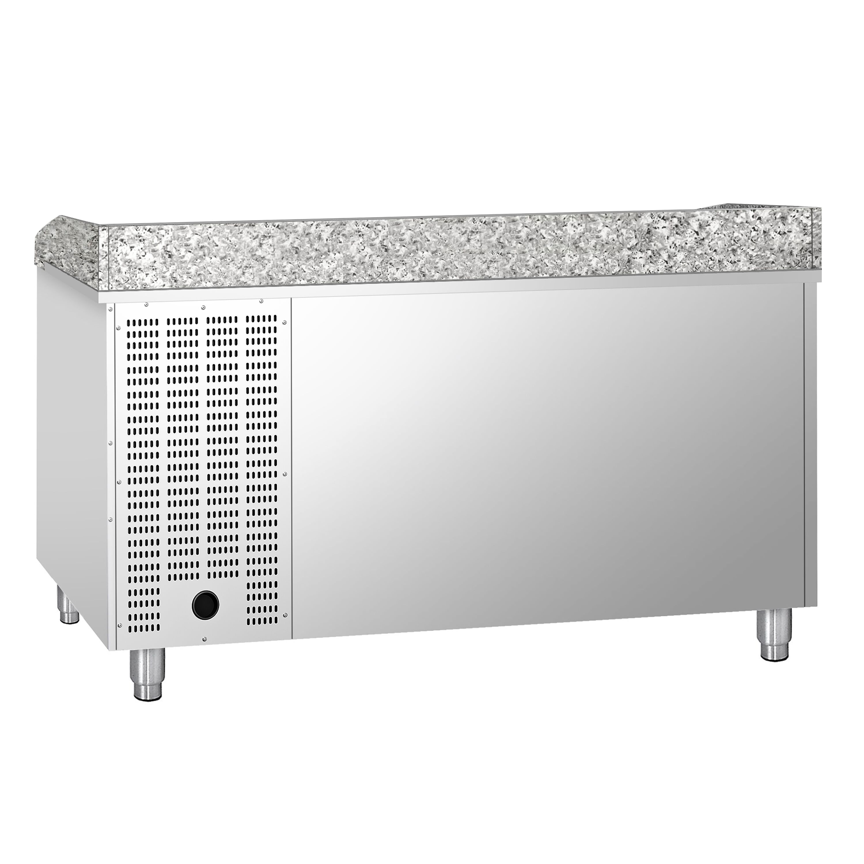 Banco pizza refrigerato ECO - 1500x800mm - con 2 porte - piano in granito
