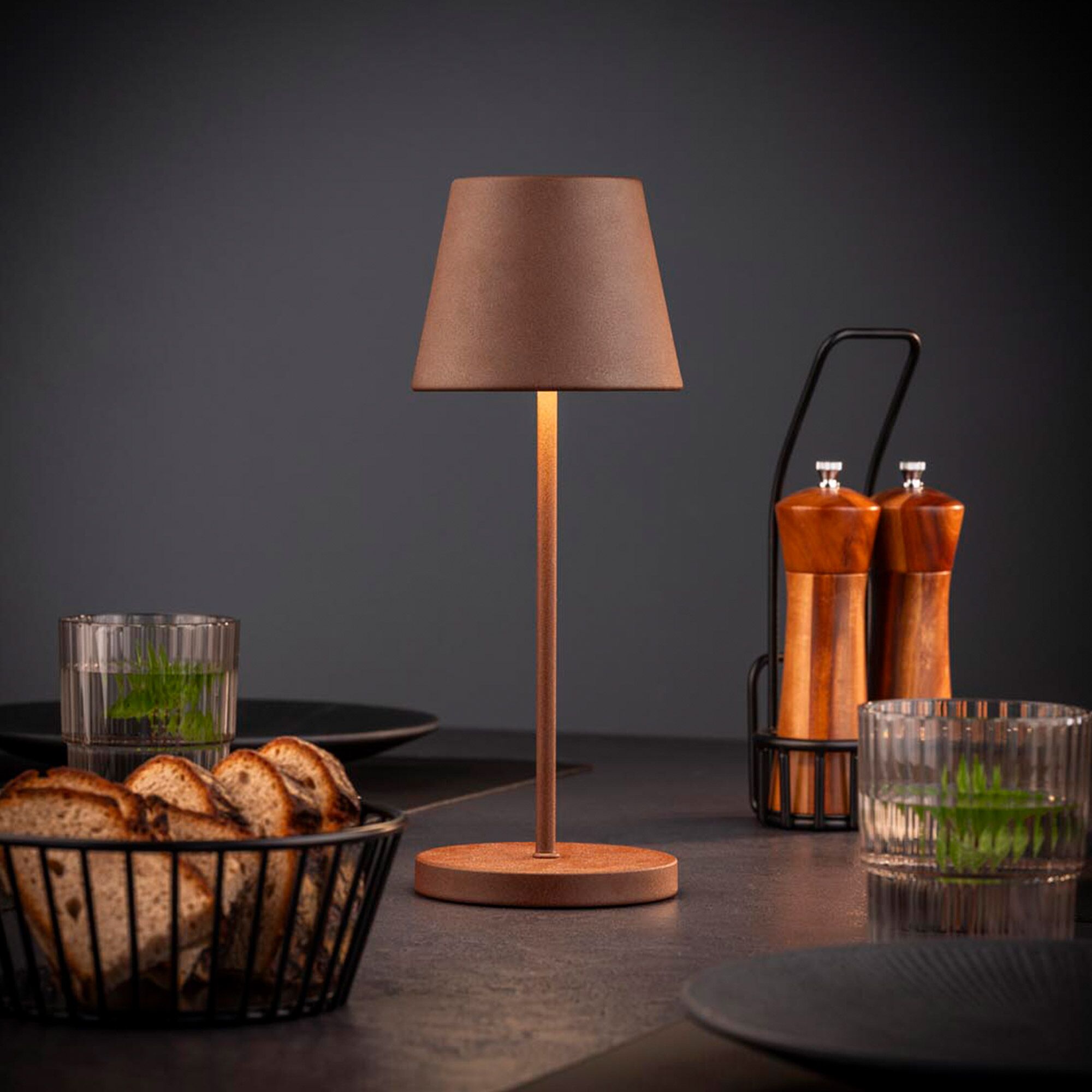 (4 pièces) Lampe de table – MERLE – dimmable en 3 niveaux – Ø 110 mm – Rouille