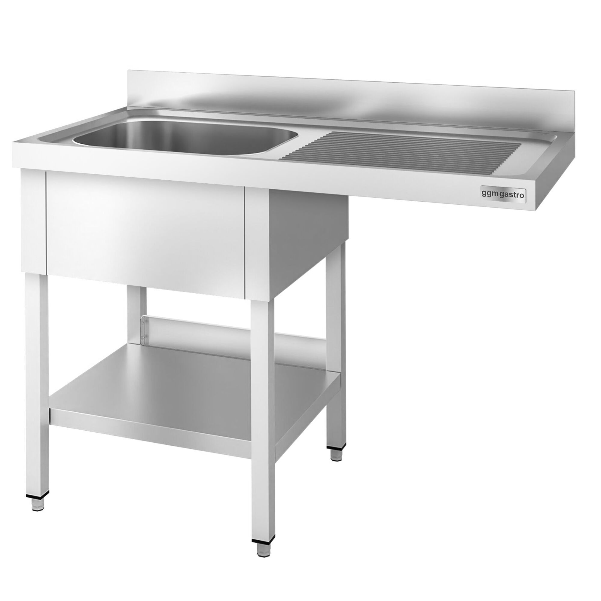 Plonge PREMIUM en acier inoxydable - 1400x600mm - 1 bac - bac à gauche - avec espace lave-vaisselle - adossée/avec dosseret
