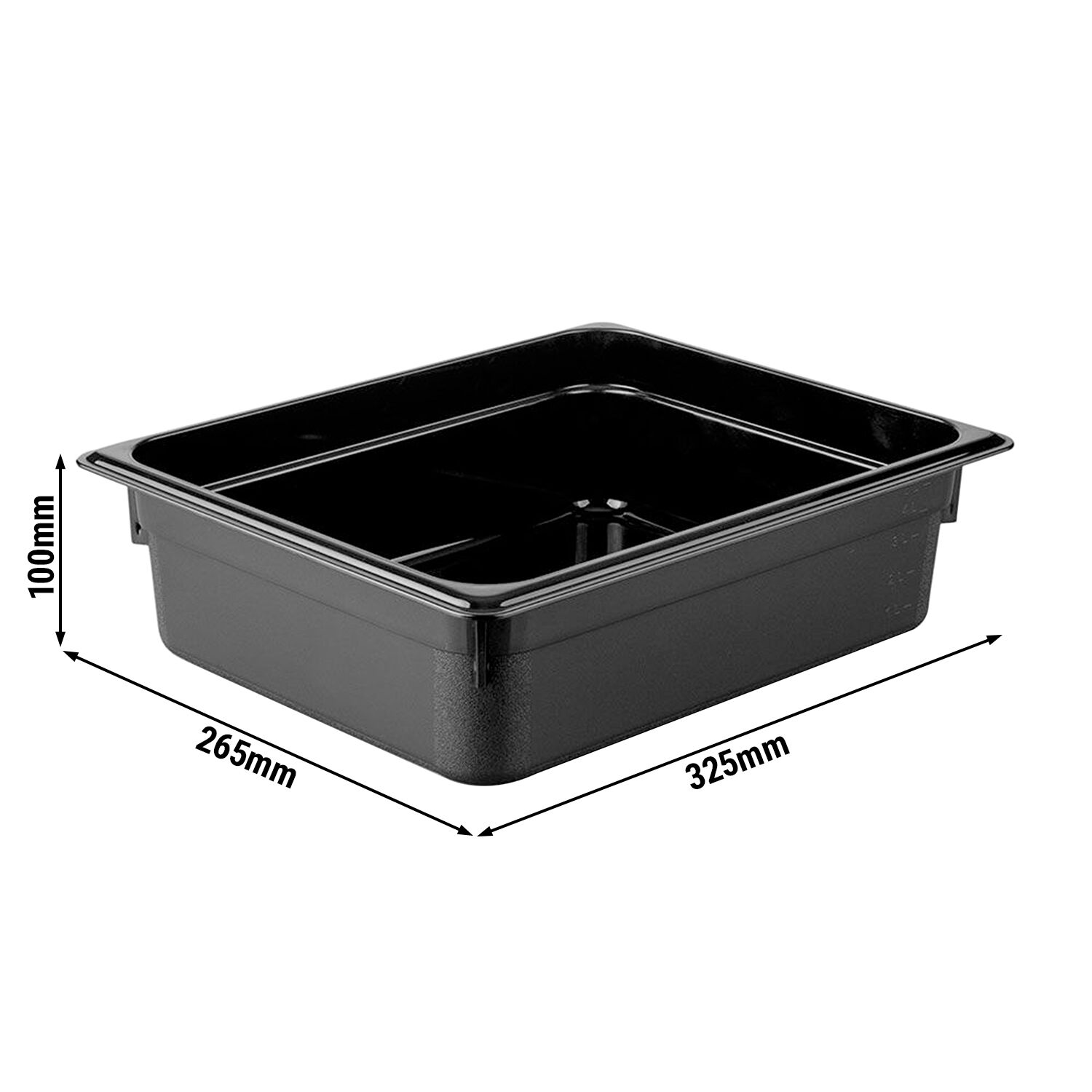 (6 pièces) Bac en Polycarbonate GN 1/2 - Noir - Hauteur : 100 mm