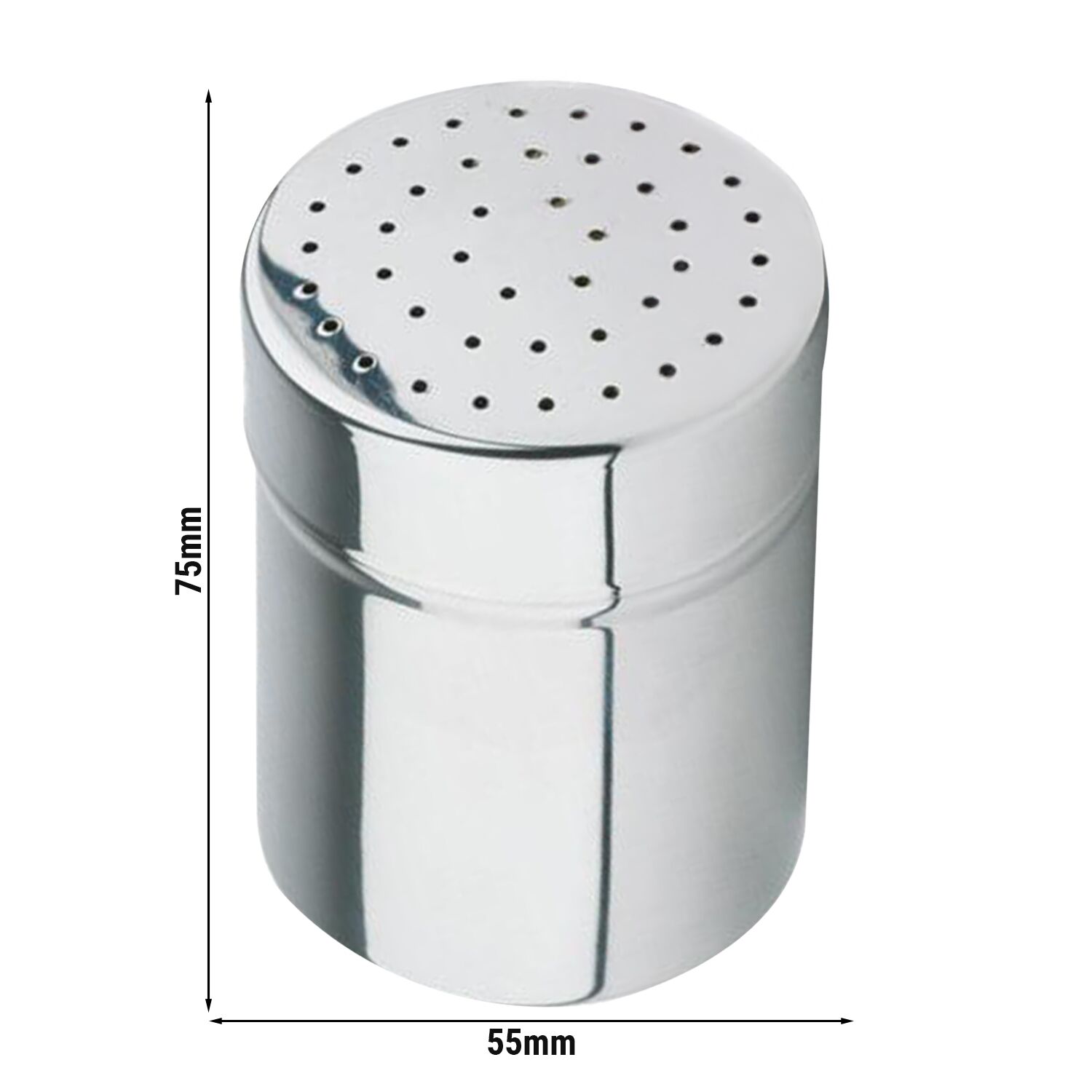 (6 pcs) MIX & MATCH - Saupoudreuse - grain fin - trous Ø 1mm - acier inoxydable - 150ml - Hauteur: 75mm