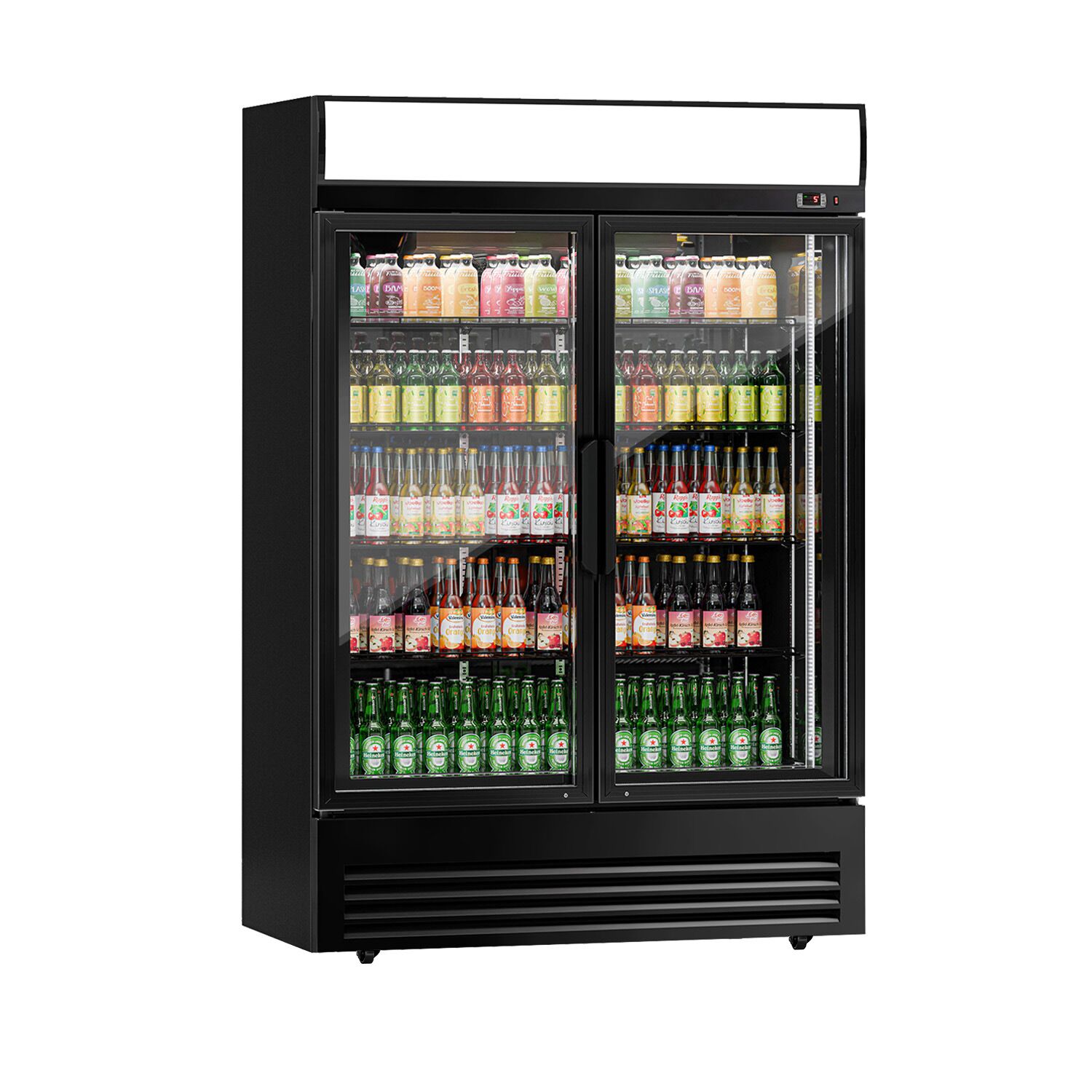 Vitrine réfrigérée à boissons - 880 litres - avec 2 portes vitrées et écran publicitaire