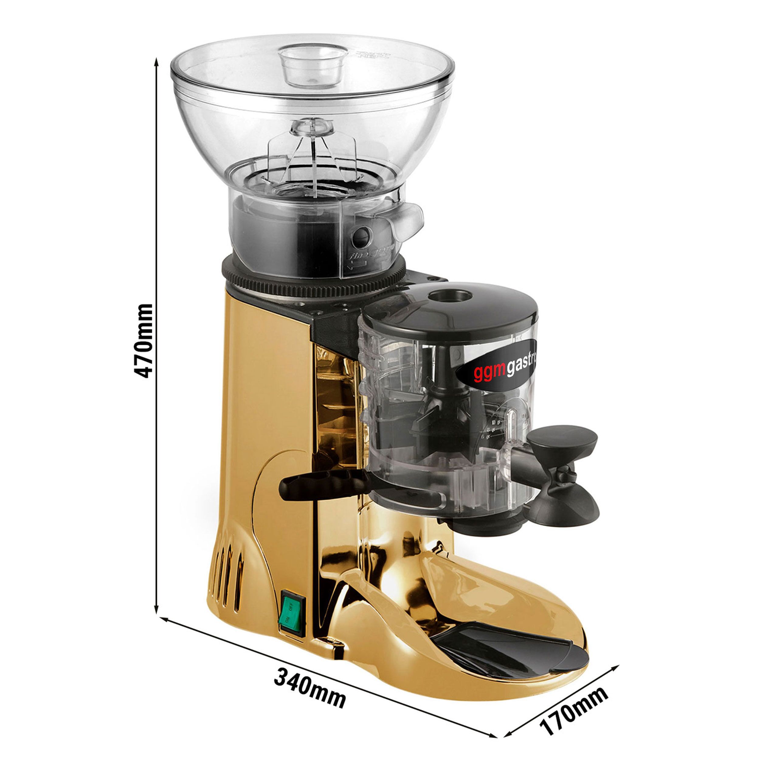 Kaffeemühle - 1kg - 77dB - Mit Dosierer - Gold
