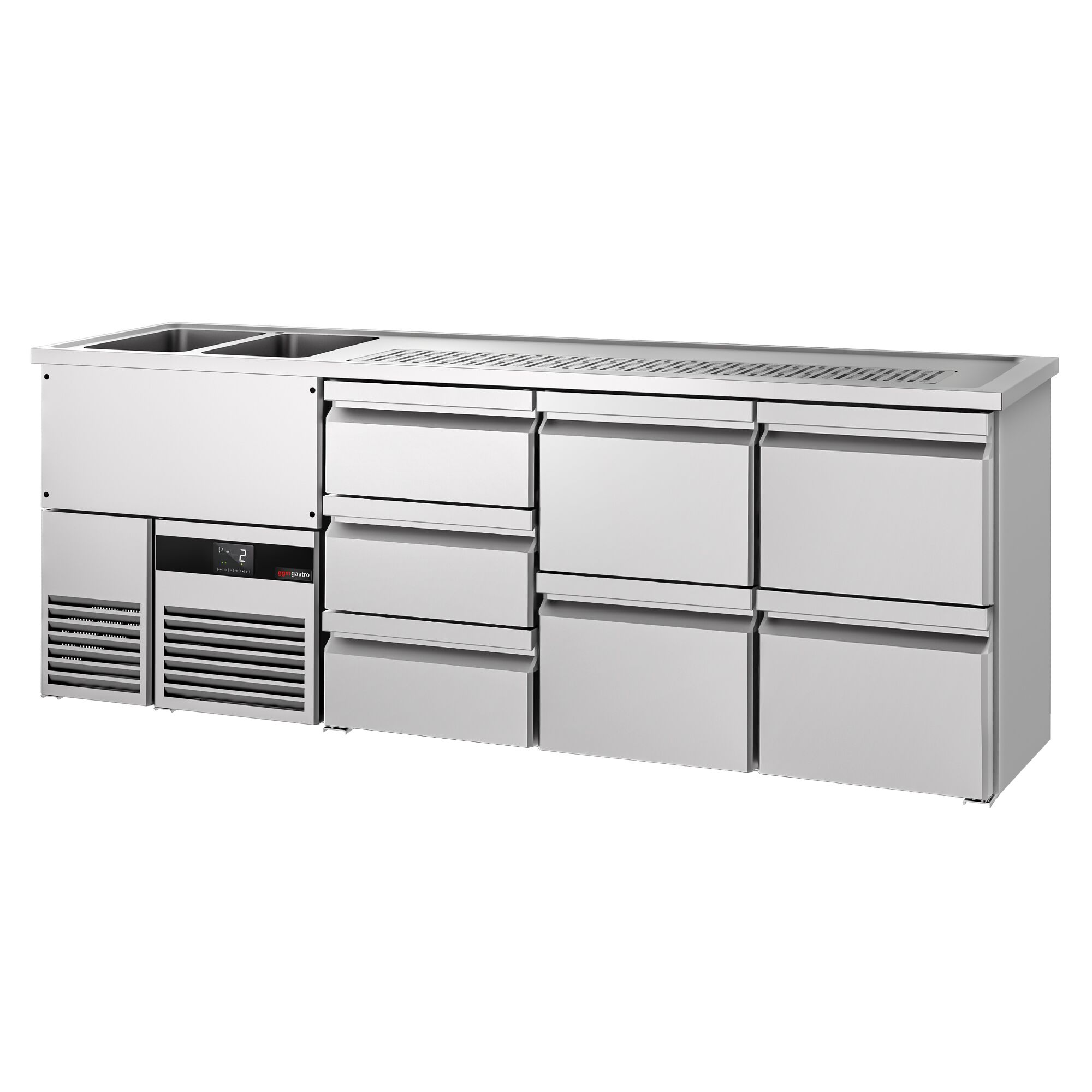 Comptoir de bar réfrigéré PREMIUM - 2500x700mm - 7 tiroirs