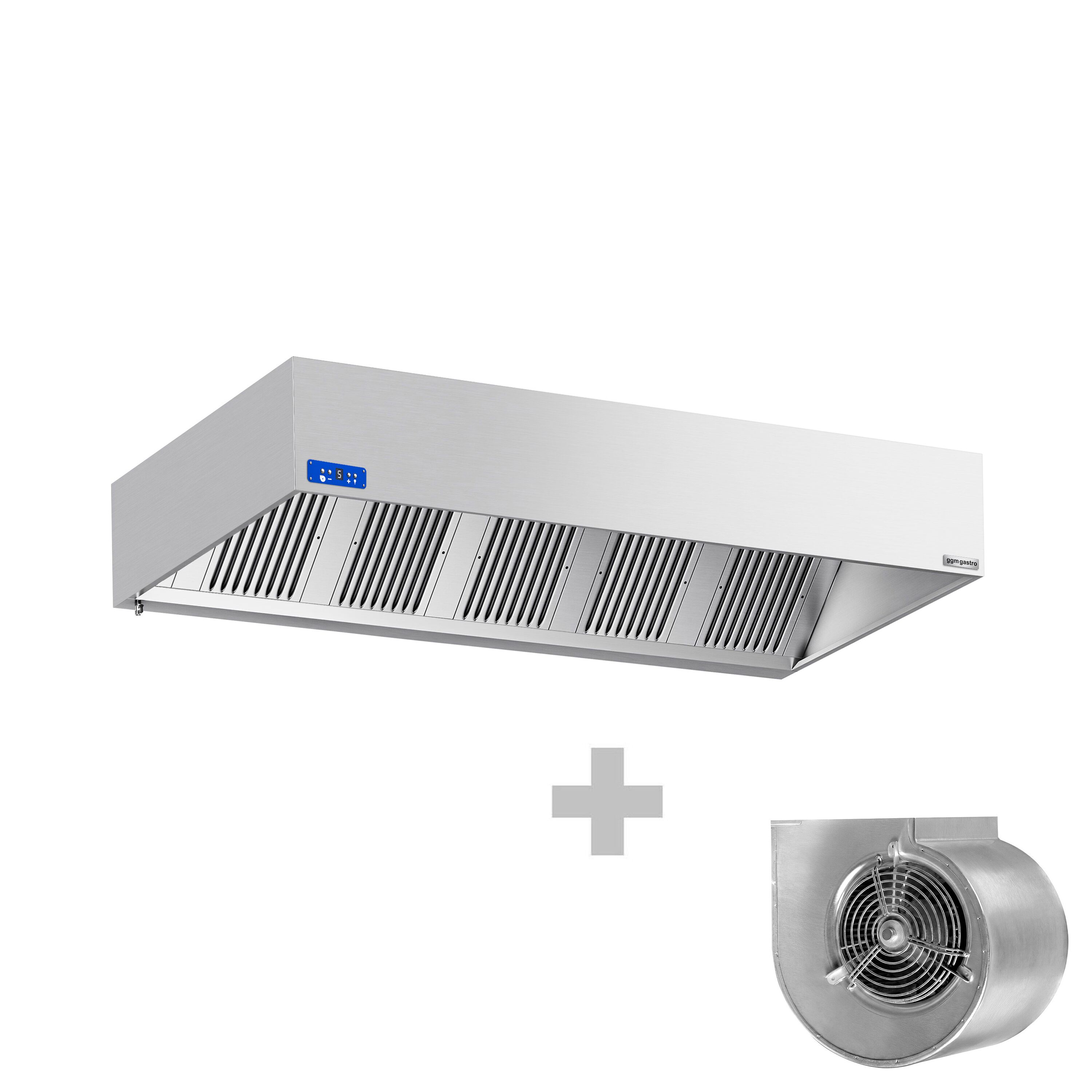 Commercial Wall-Mounted Extractor Hood with Motor - 2600mm - with Speed Controller, Baffle Filters & Lighting