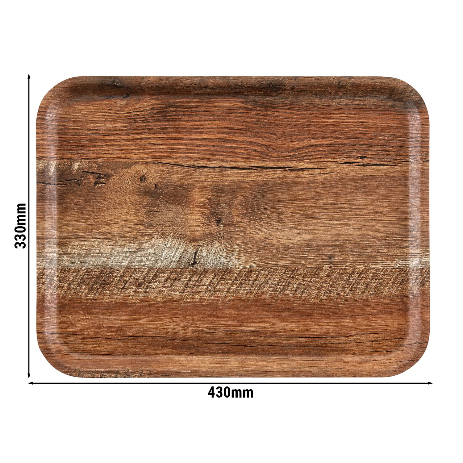 (24 Stück) CAMBRO | MADEIRA - Schichtstofftablett - rechteckig - 330x430mm - Holzoptik - Eiche braun
