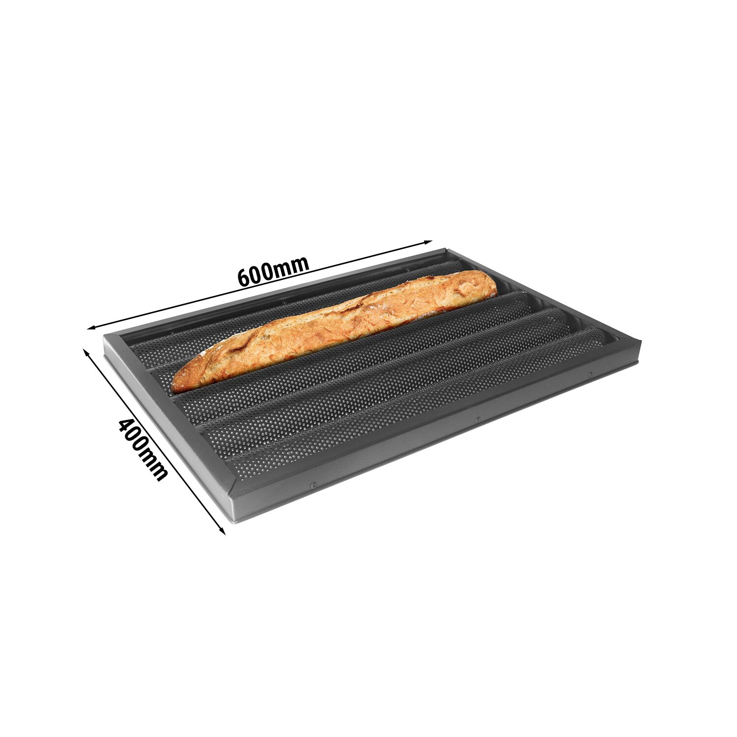 (10 pcs) Baguette Tray - Aluminium - EN 600x400 - with 5 moulds
