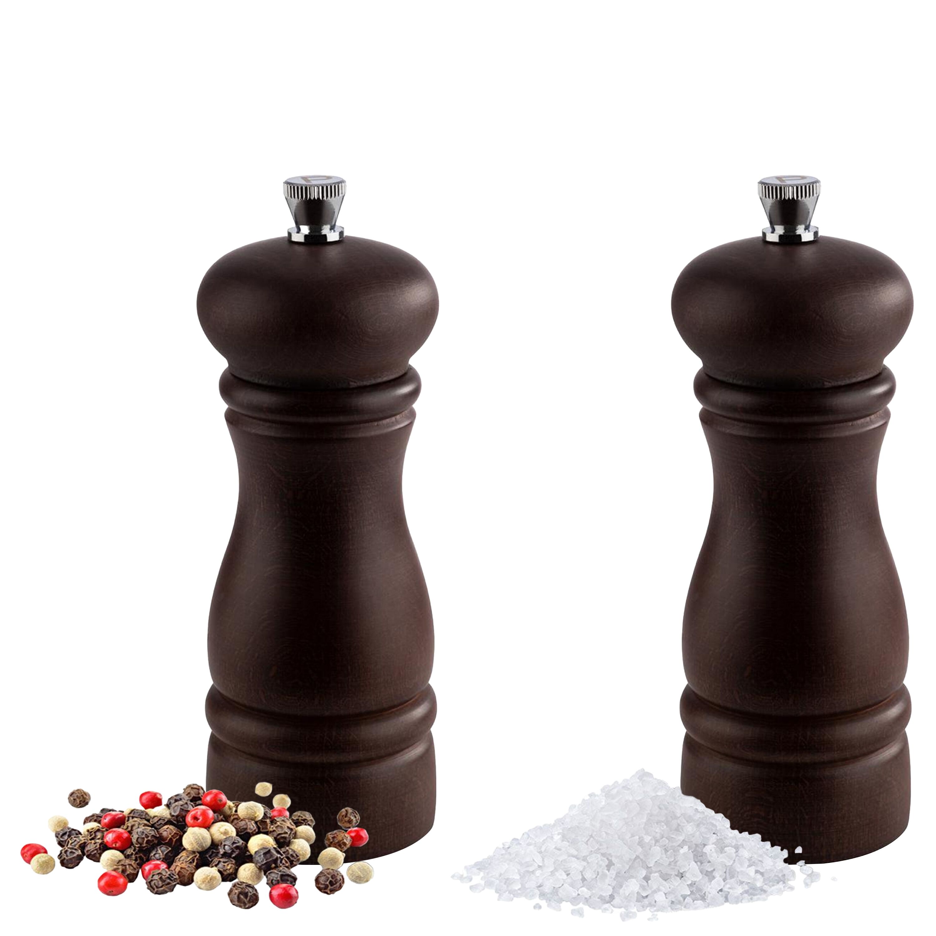 (6 pièces) Moulins à sel et à poivre – ETERNAL – Bois – Hauteur : 155 mm – Marron