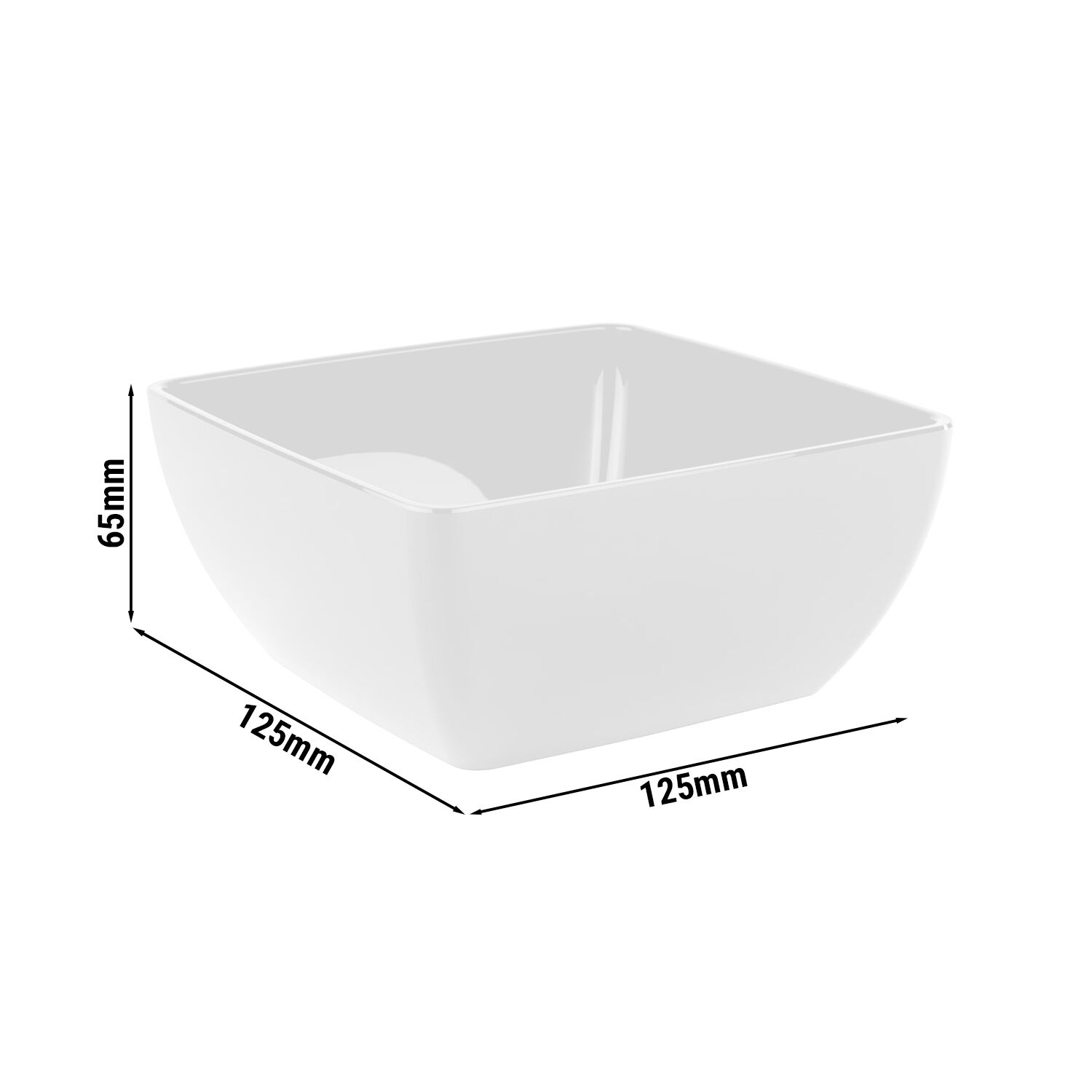 (6 pcs) Coupe - FRIENDLY - PET - 400ml - carré - 125x125mm - Profondeur : 65mm - Blanc