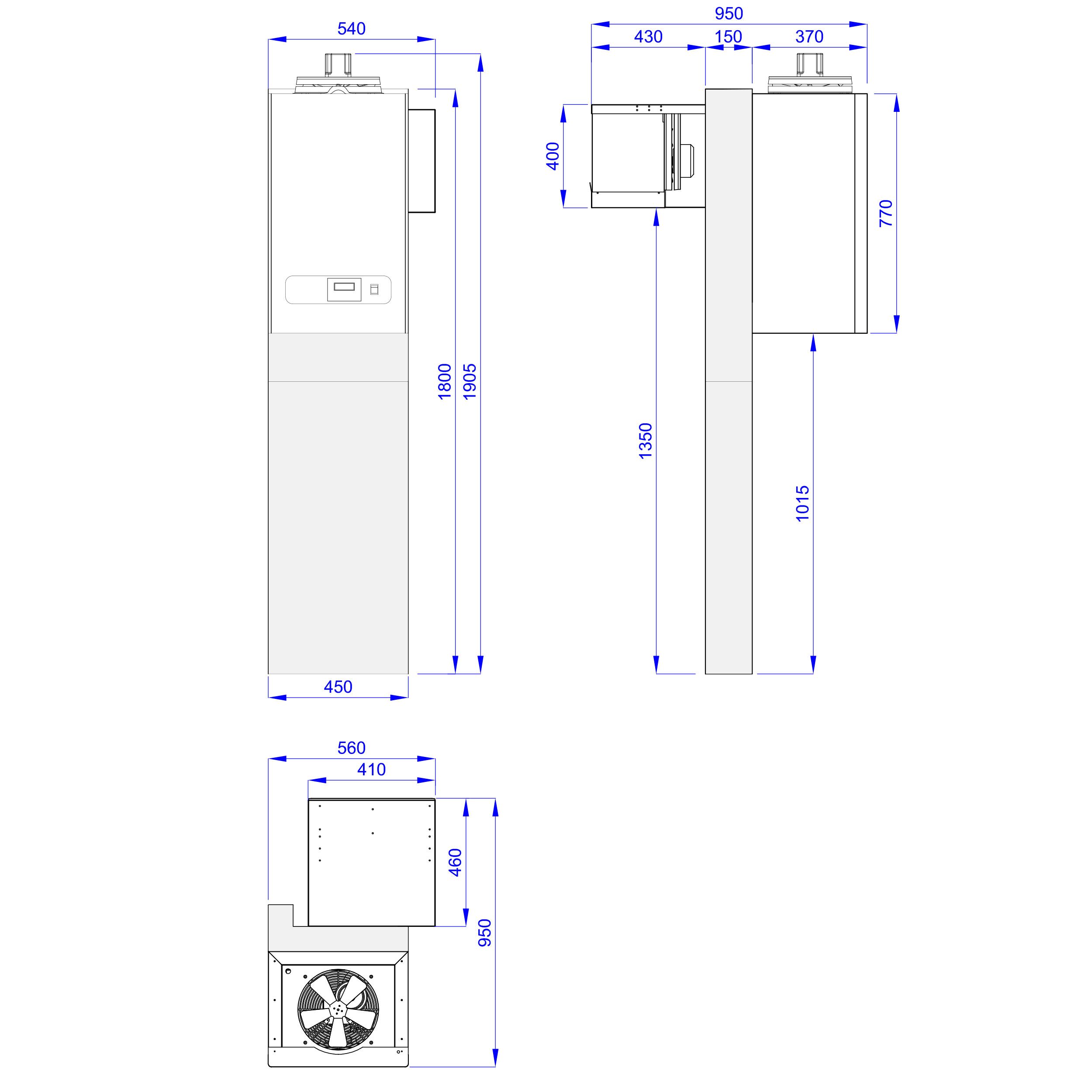 En acier inoxydable Groupe de froid négatif monobloc mural - pour volume max. 5m³ - 650W