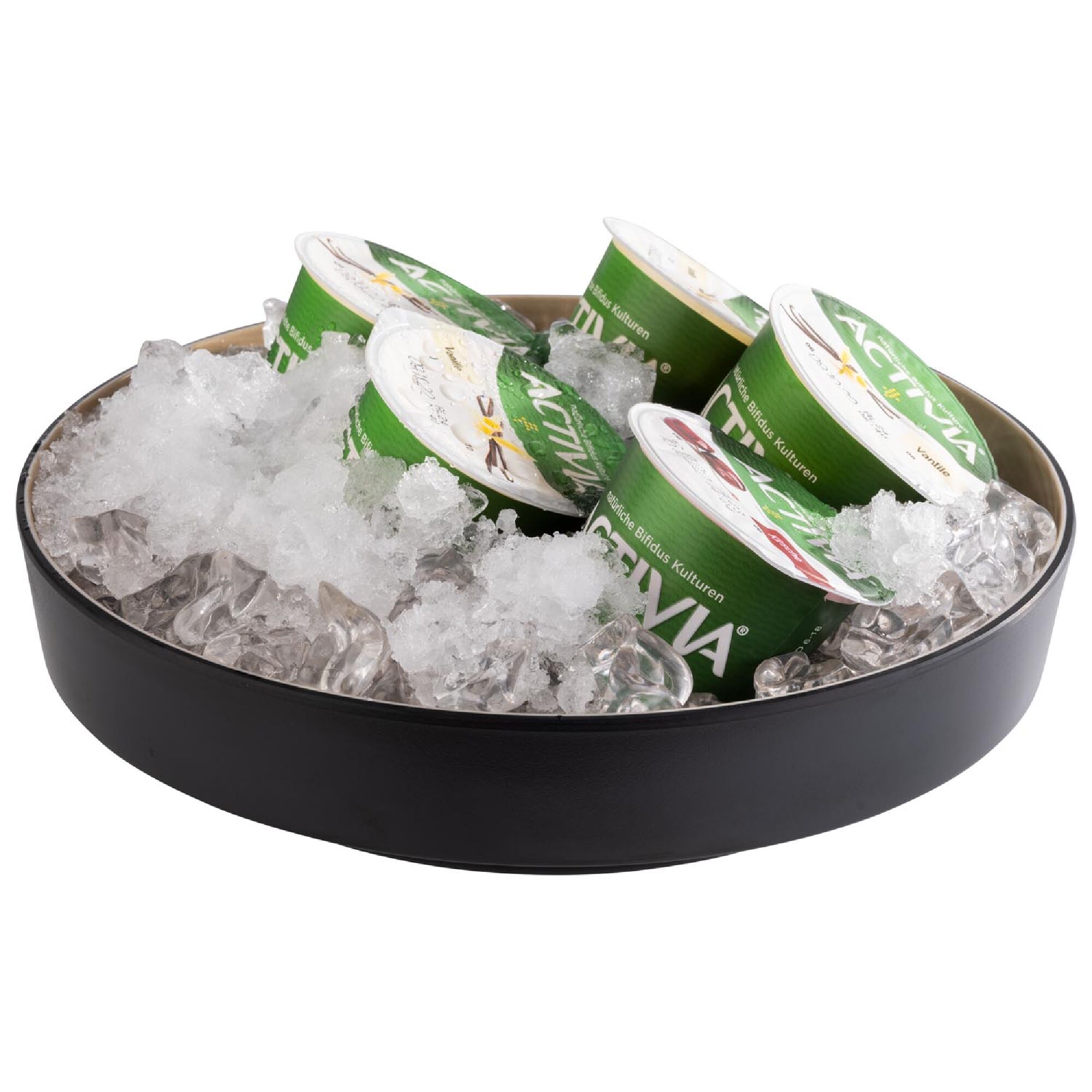 (6 stuks) Schaal - FRIDA - Melamine - rond - Ø255mm - 2-delig, met afdruipinzet, stapelbaar - zwart/beige
