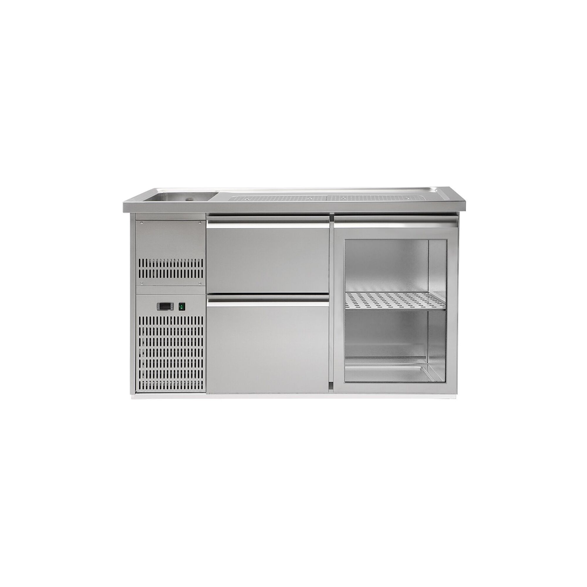 Direct Draw Beer Dispenser / Kegerator PREMIUM PLUS - 1550x700mm - 1 Glass Door & 2 Drawers
