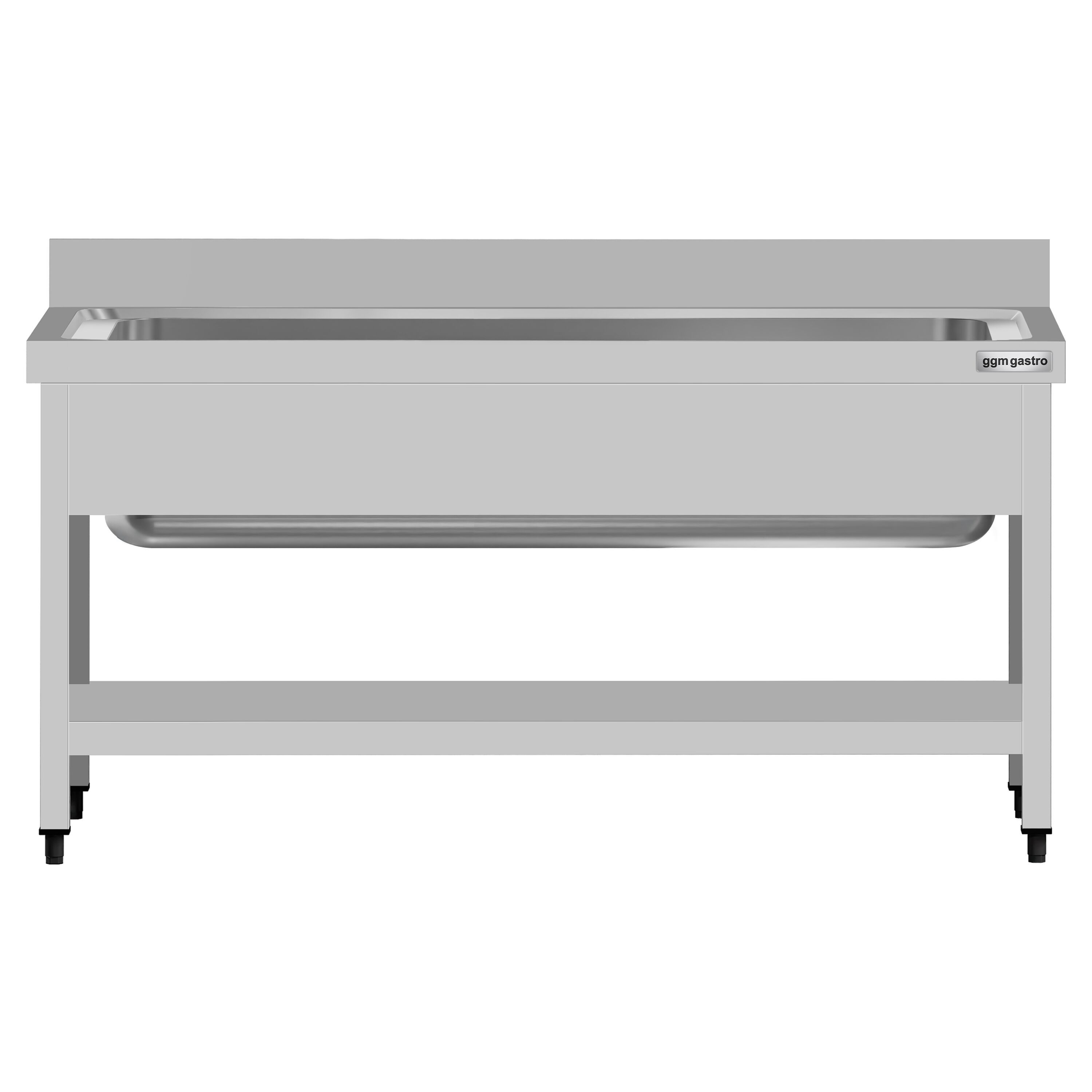 Plonge à marmites en inox ECO - 1400x600mm - avec étagère basse & 1 bac
