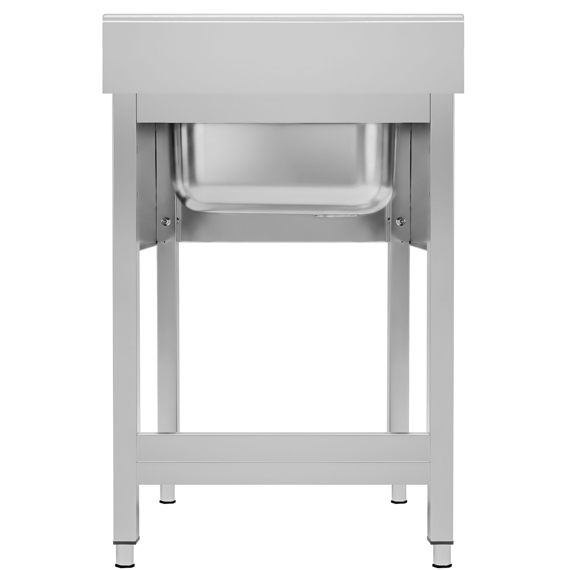 Stainless Steel Commercial Sink Unit ECO - 600x600mm - with Single Bowl Centre - with Undershelf - with Upstand