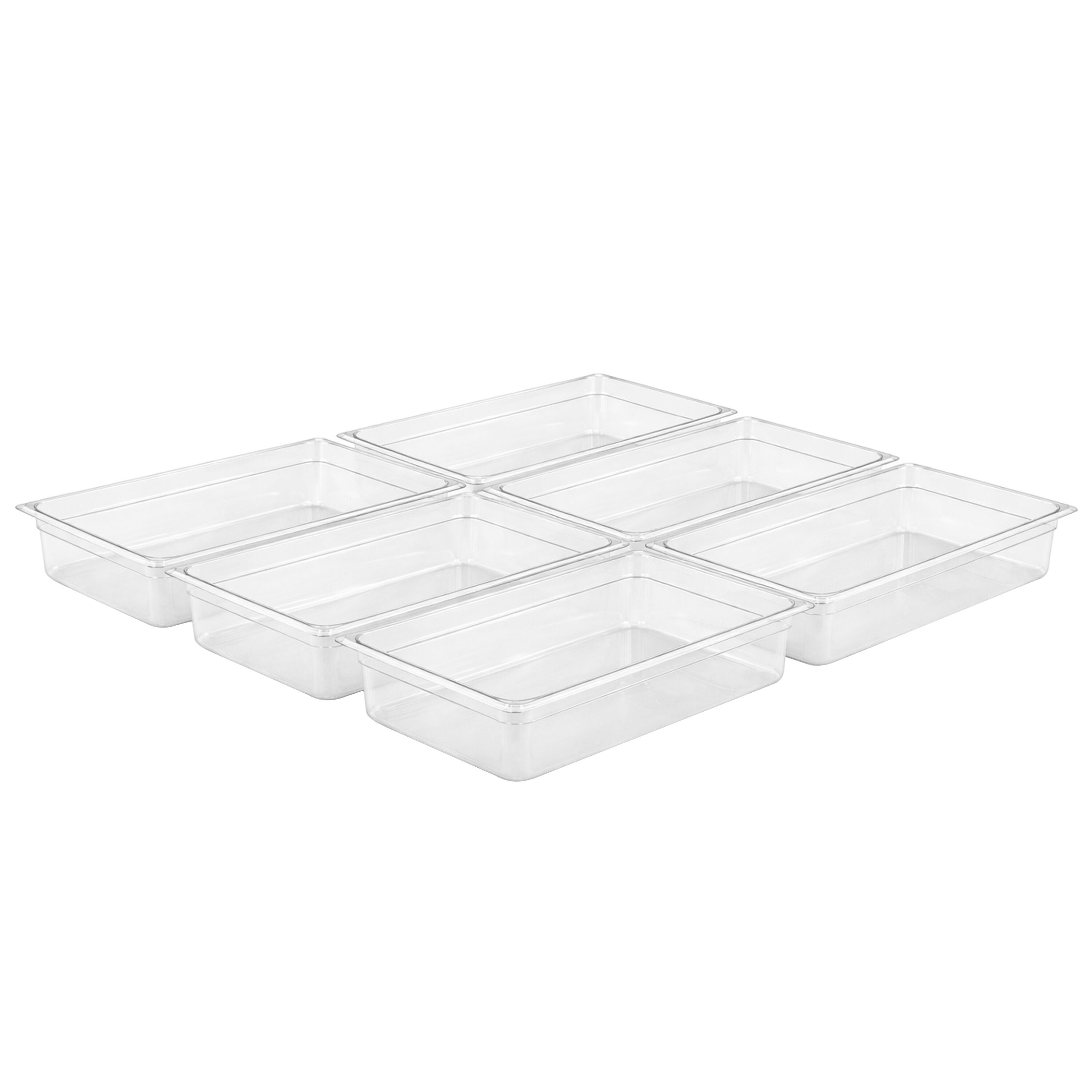 (6 pièces) Bac en Polycarbonate GN 1/2 - Transparent - Hauteur : 100 mm