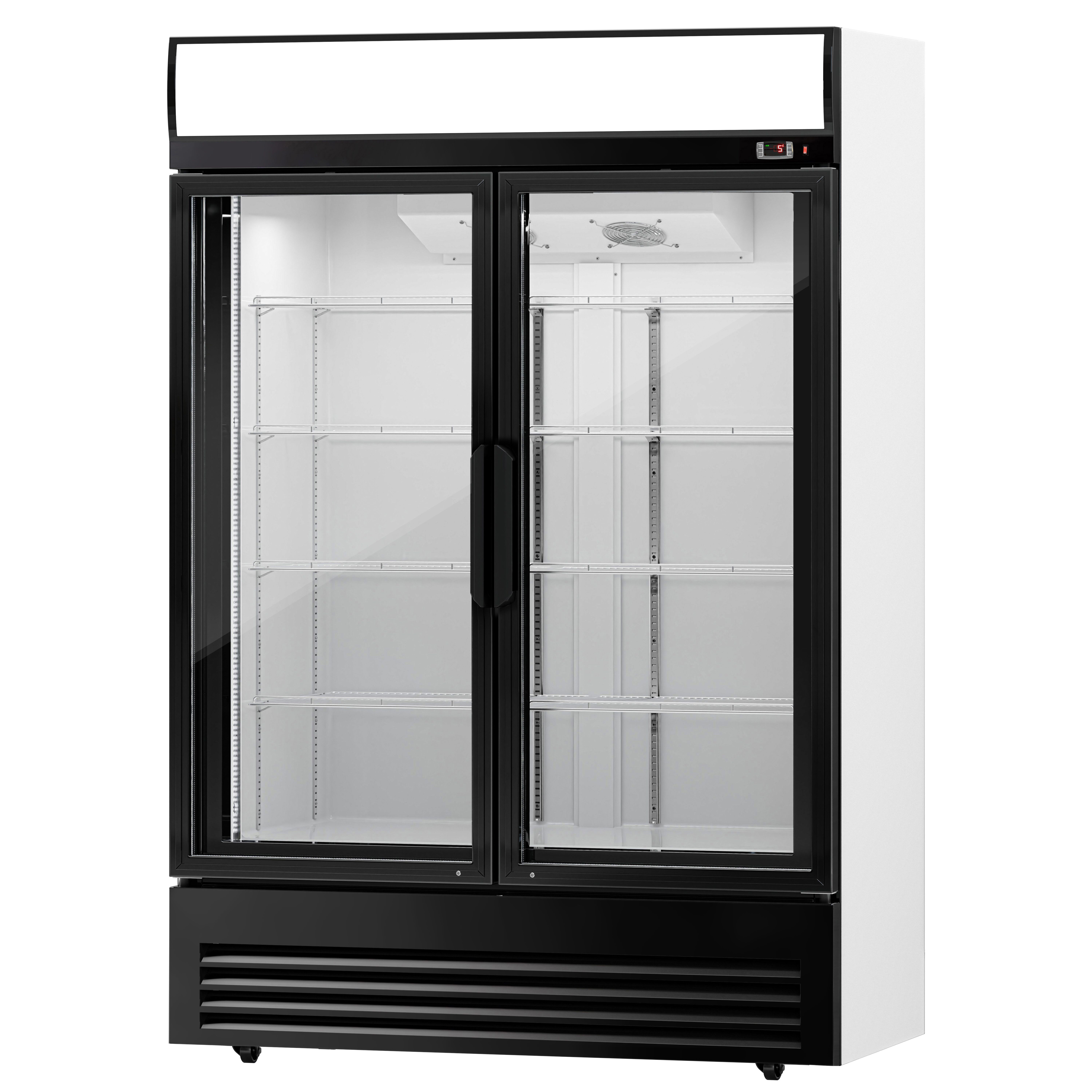Vitrine réfrigérée à boissons - 1295mm - 880 L - 2 portes vitrées - éclairage LED - thermostat numérique - Noir - +2 à +8 °C