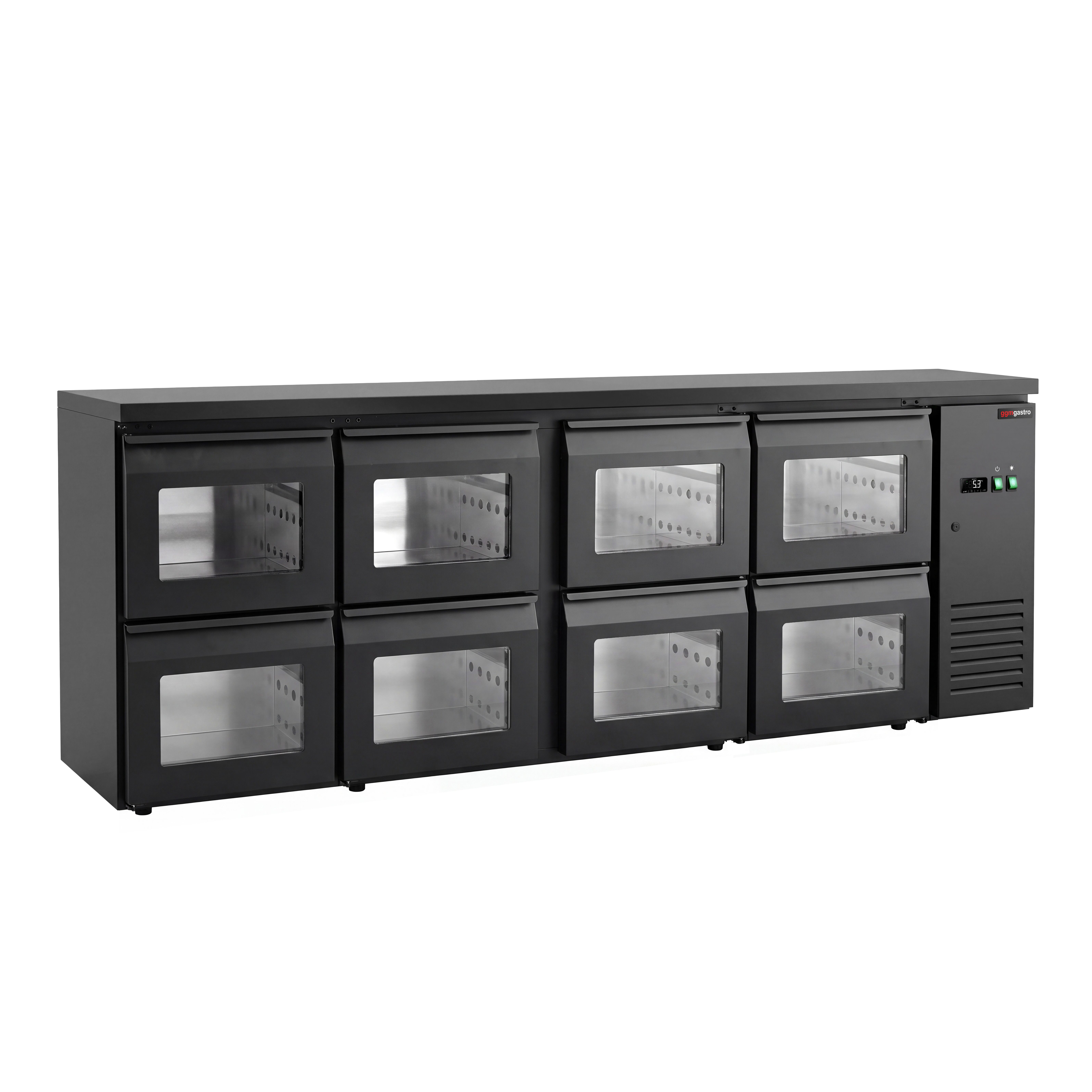 Commercial Back Bar Cooler ECO – 2540 mm – with 8 Glass Drawers – with RGB LED Lighting